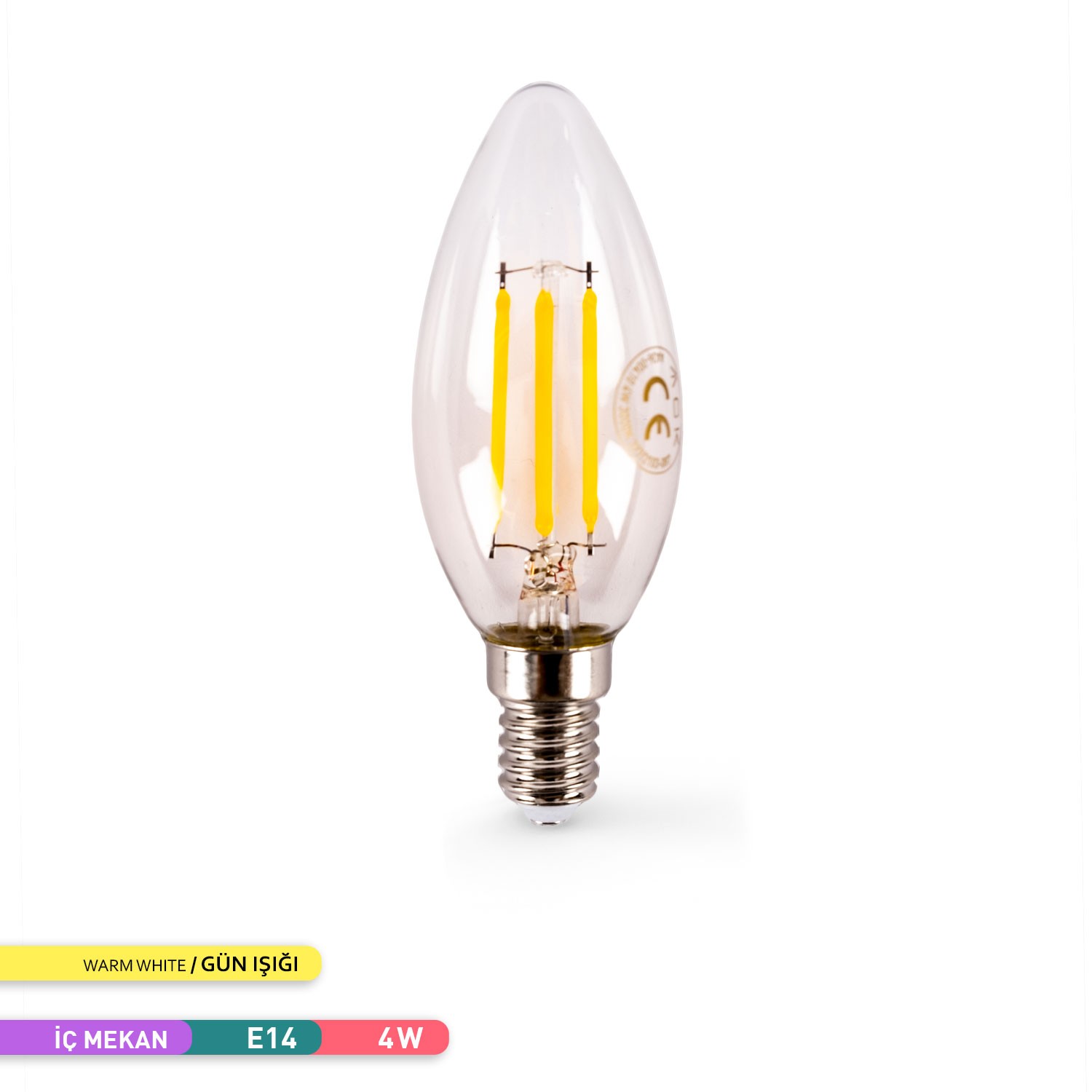 ACK Rustik LED C35 Ampul 3000K Gün Işığı 220V 4W E14