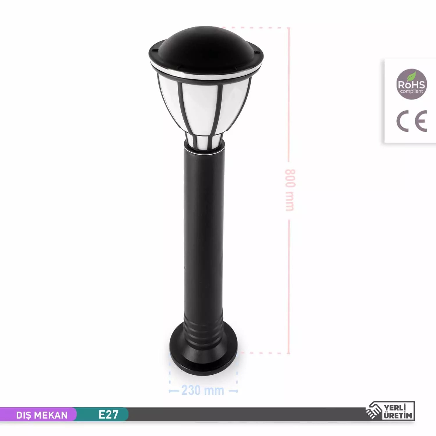 ACK Sardes Bahçe Aydınlatma E27 Direk Armatürü 80cm AG55-05321  