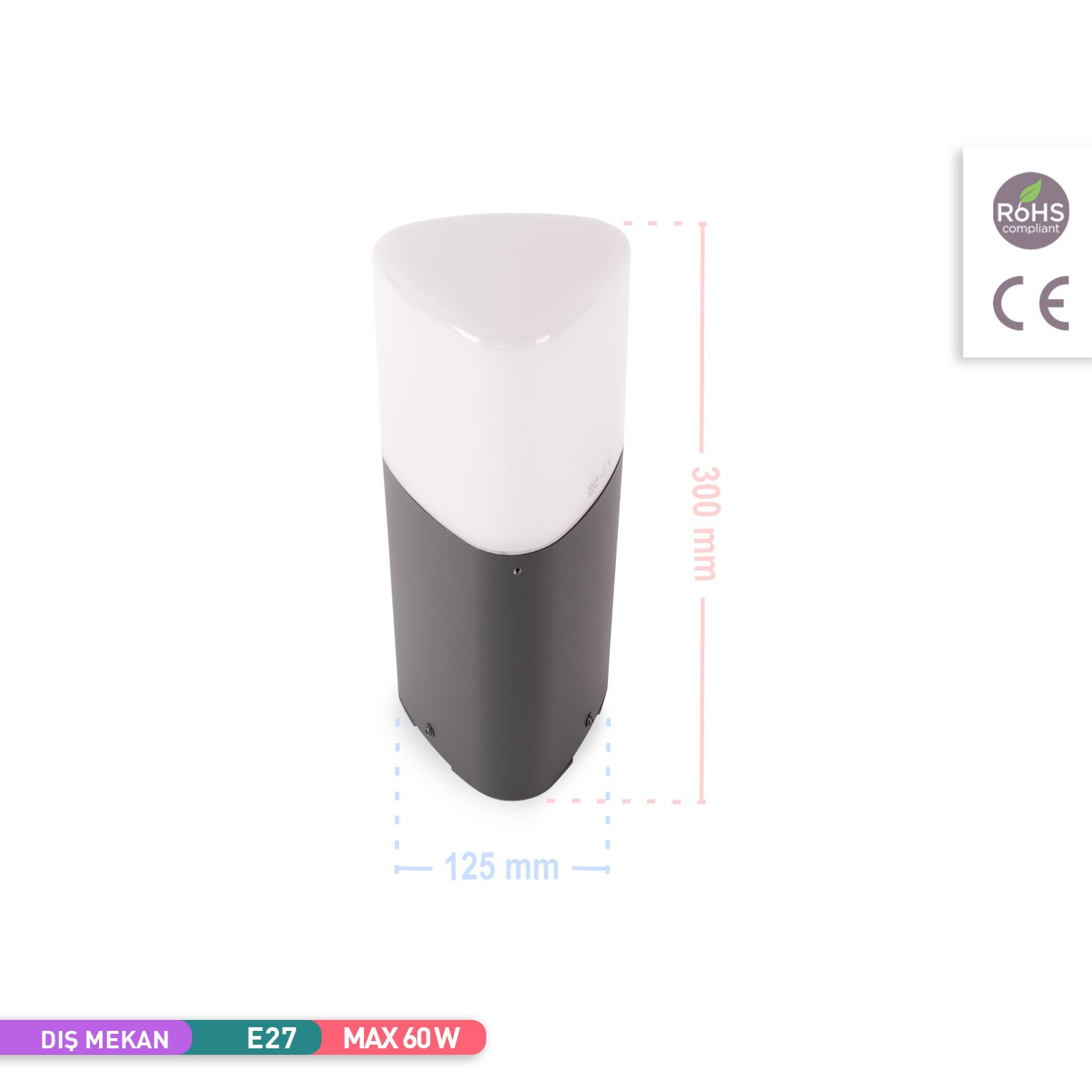 ACK HERA 300 - E27 Bahçe Aydınlatma Armatürü 30cm AG36-00032  