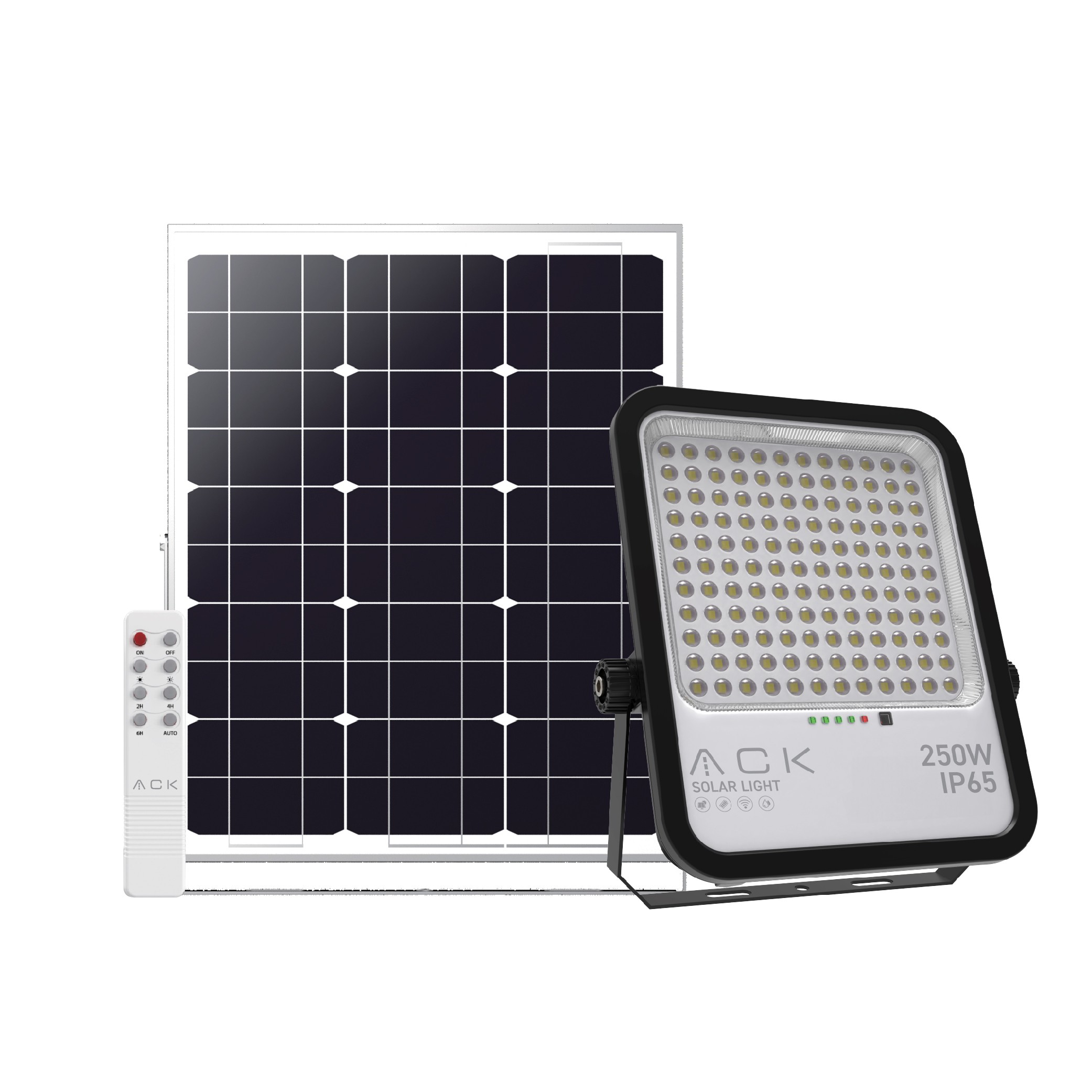 ACK 250W Sensörlü 6500K Kumandalı Solar LED Projektör IP65 Güneş Enerjili - AT65-19632