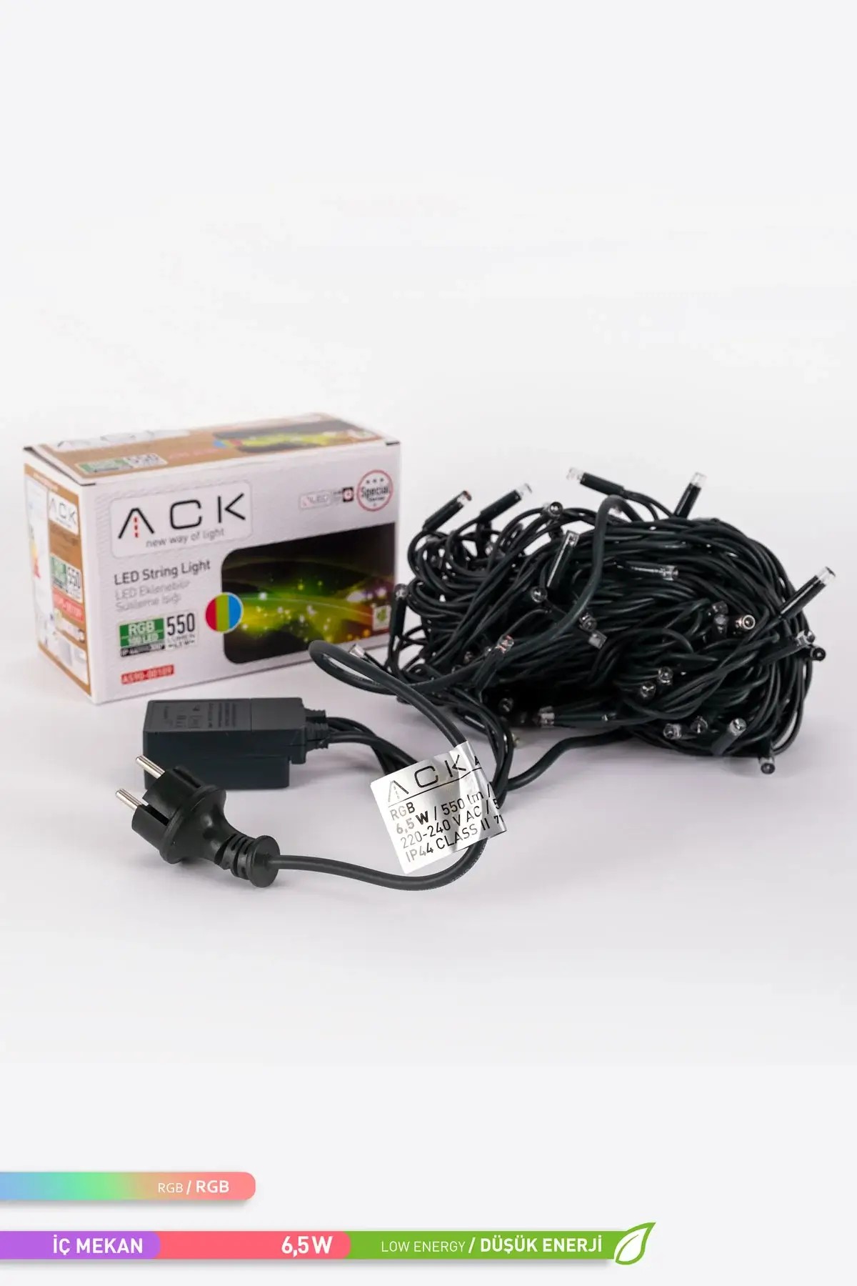 ACK 100 LED li Seri Eklenebilir LED Süsleme RGB 220V 10m AS90-00109