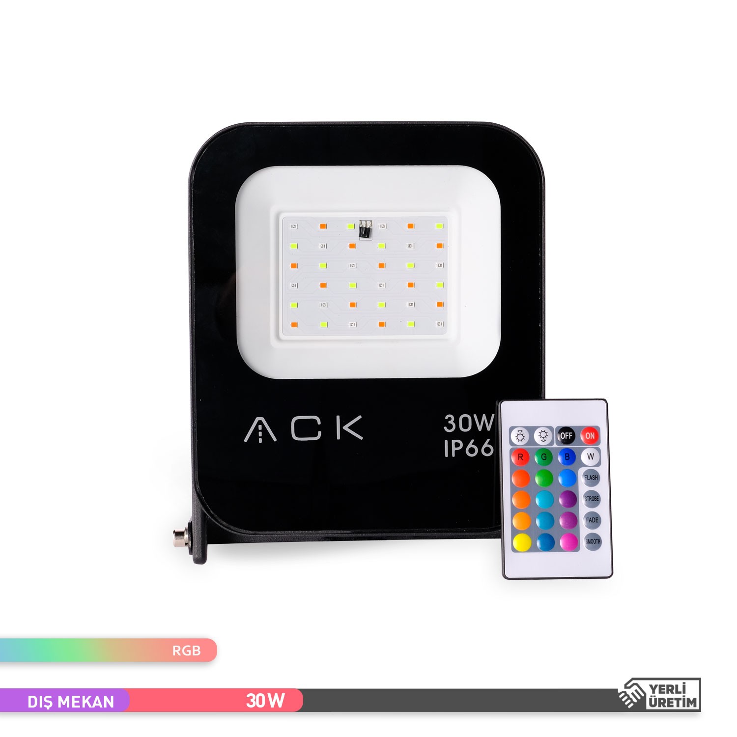 ACK RGB Kumandalı LED Projektör 30W Işık Rengi Değiştirilebilir AT62-03092