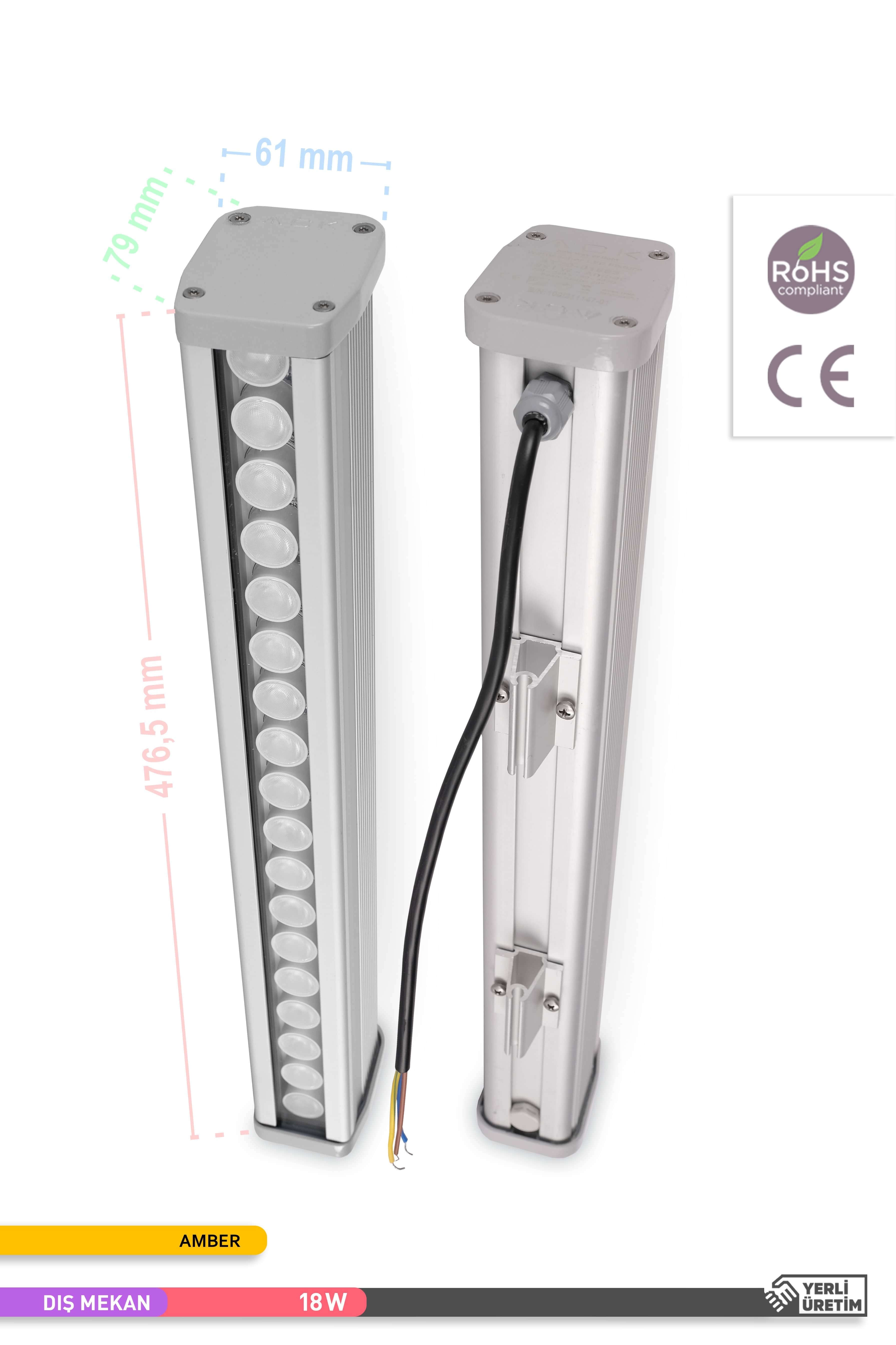 ACK LED Wallwasher Amber Işık 18W 480mm AT20-01883