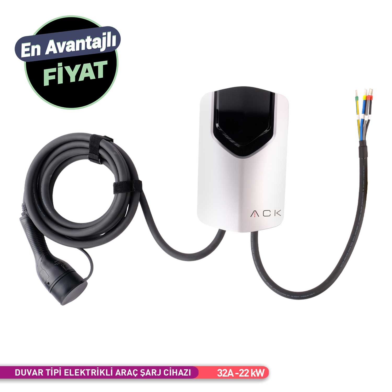 ACK Duvar Tipi Elektrikli Araç Şarj Cihazı 32A 22 kW AE02-02321