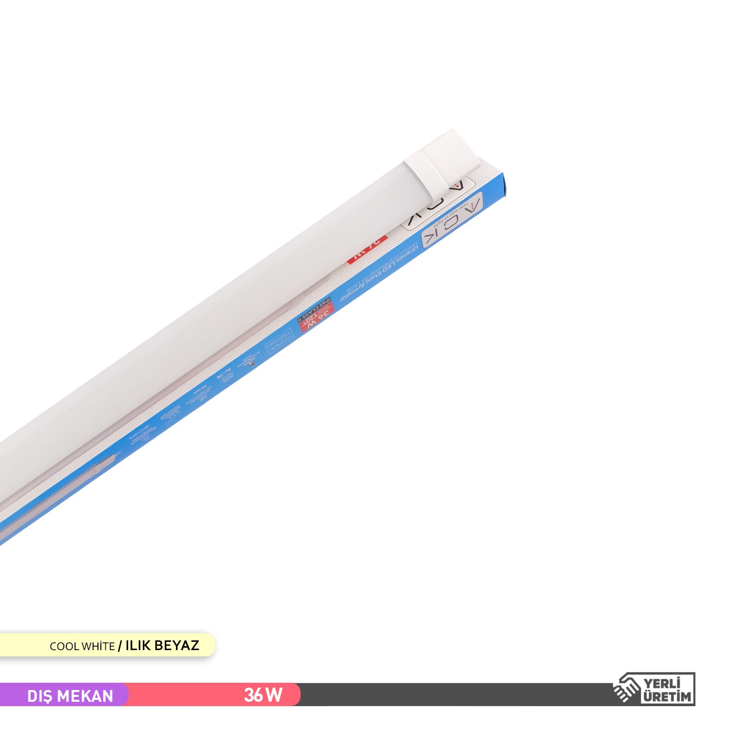 ACK Uranüs LED Bant Etanj Armatür 36W 4000K Ilık Beyaz 120cm IP65 AT02-01210