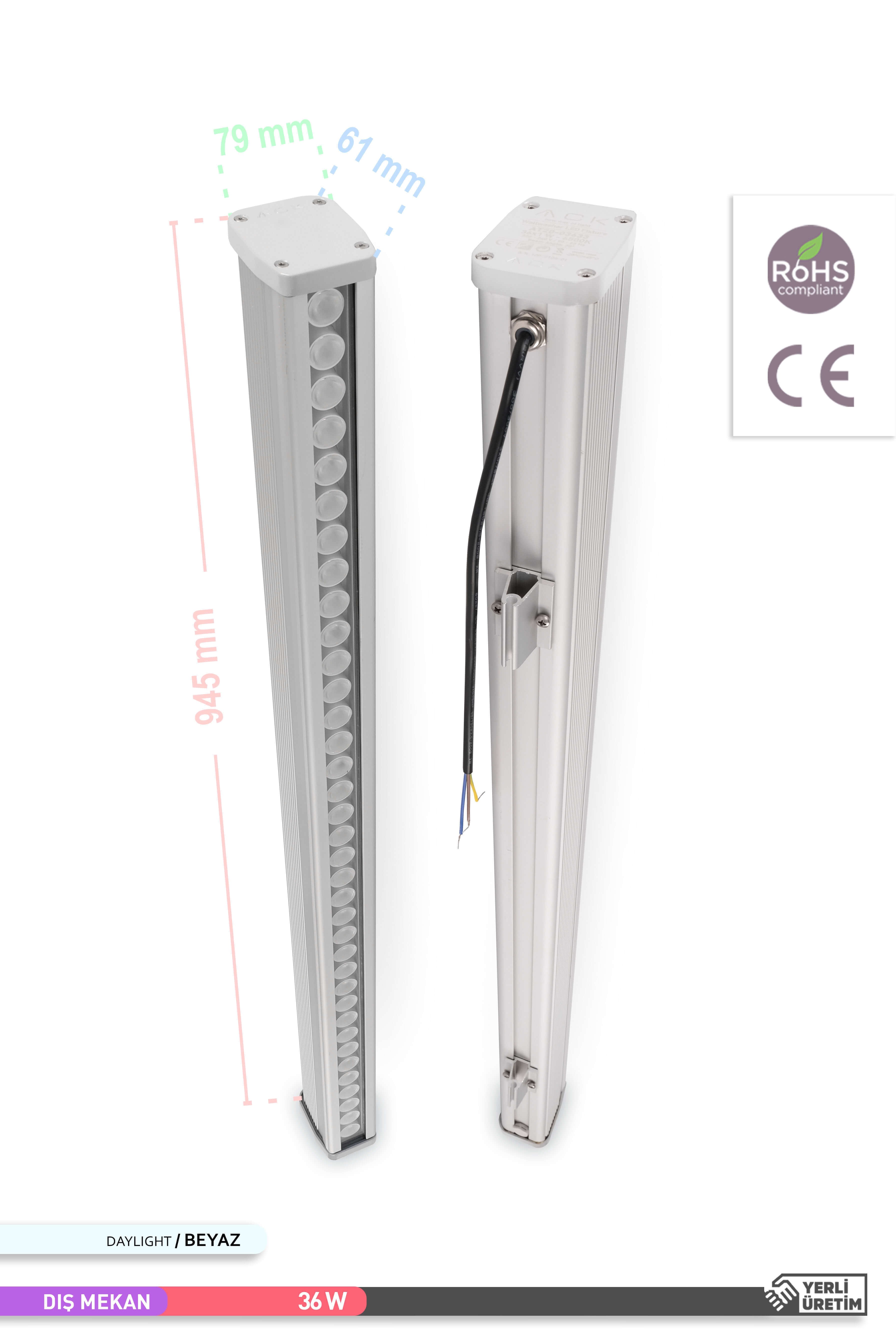 ACK LED Wallwasher 6500K Beyaz Işık 36W 945mm AT20-03633