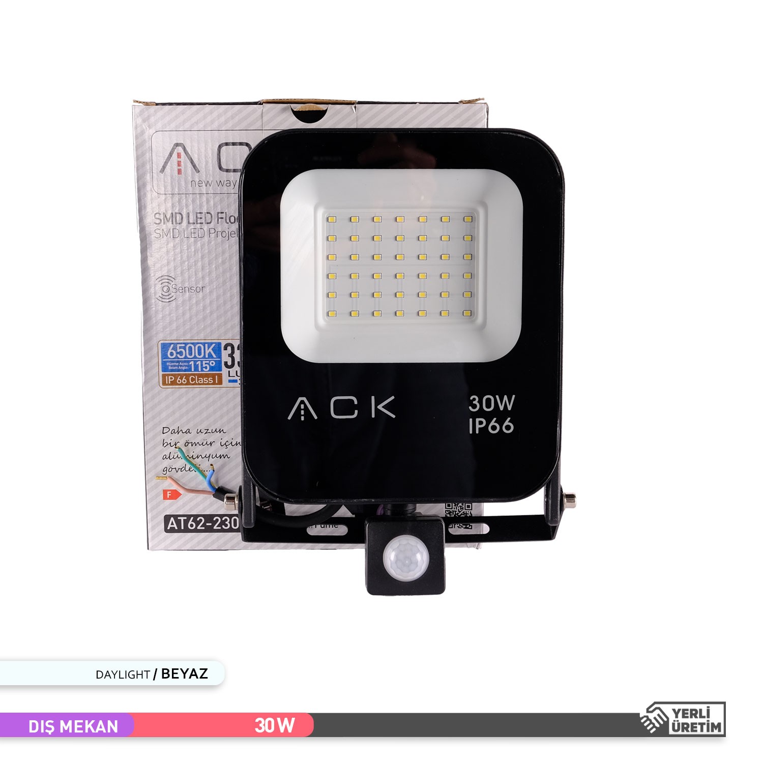 ACK 30W Sensörlü LED Projektör 6500K Beyaz Işık AT62-23032