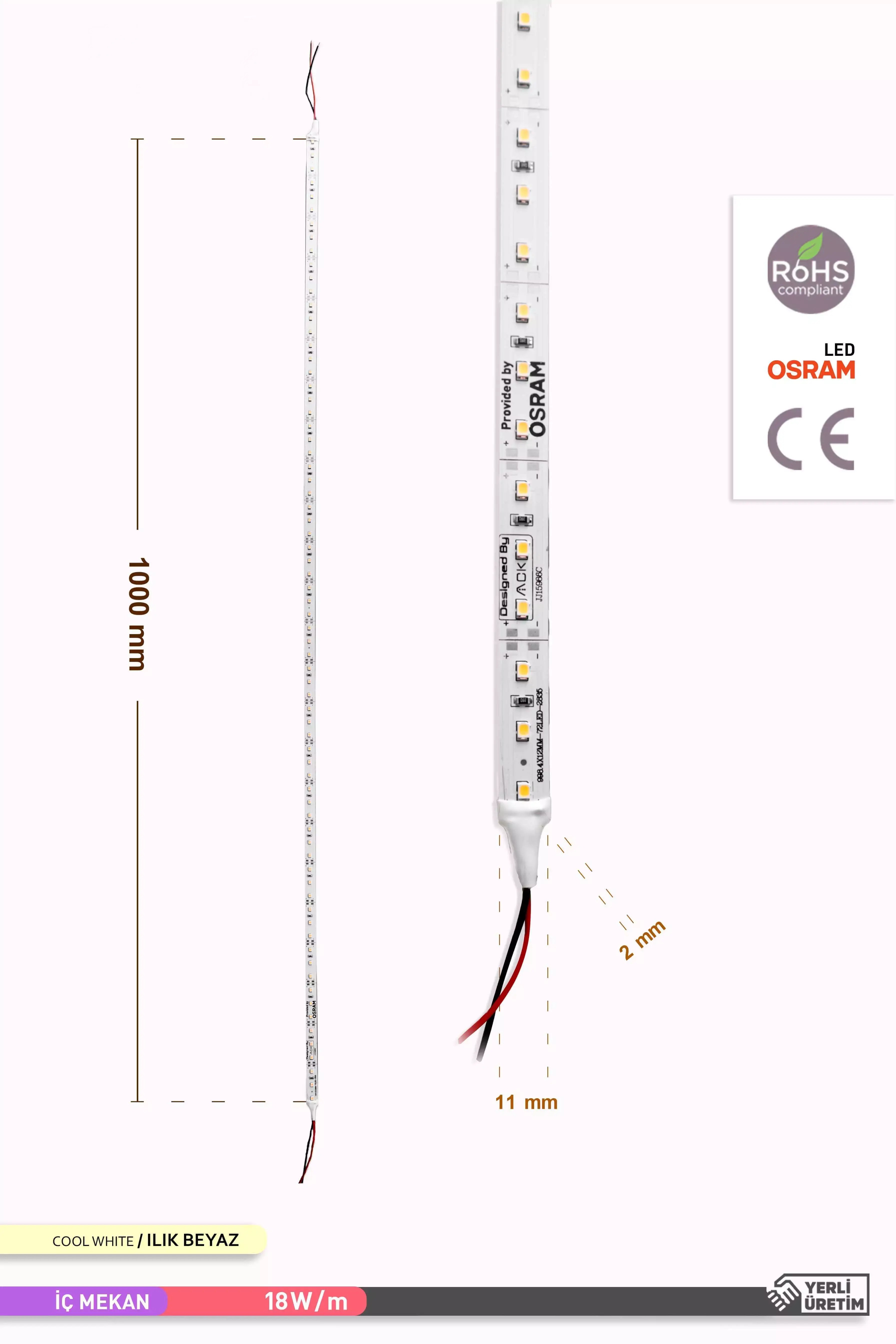 ACK LED Bar 4000K Ilık Beyaz 12V 18W AS05-00101