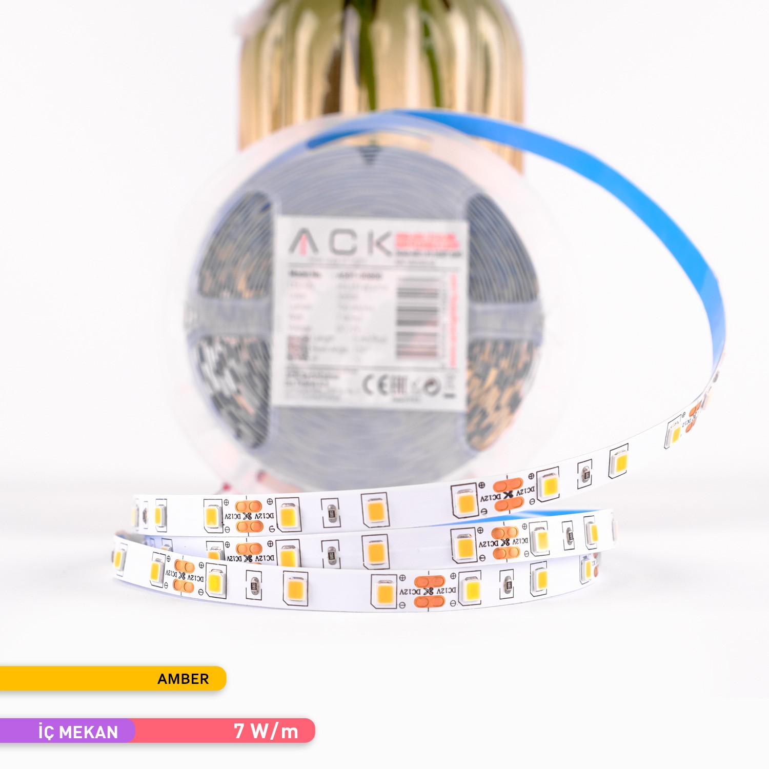 ACK Şerit LED 60 Led'li Gold Işık 7W 5 Metre AS01-00807