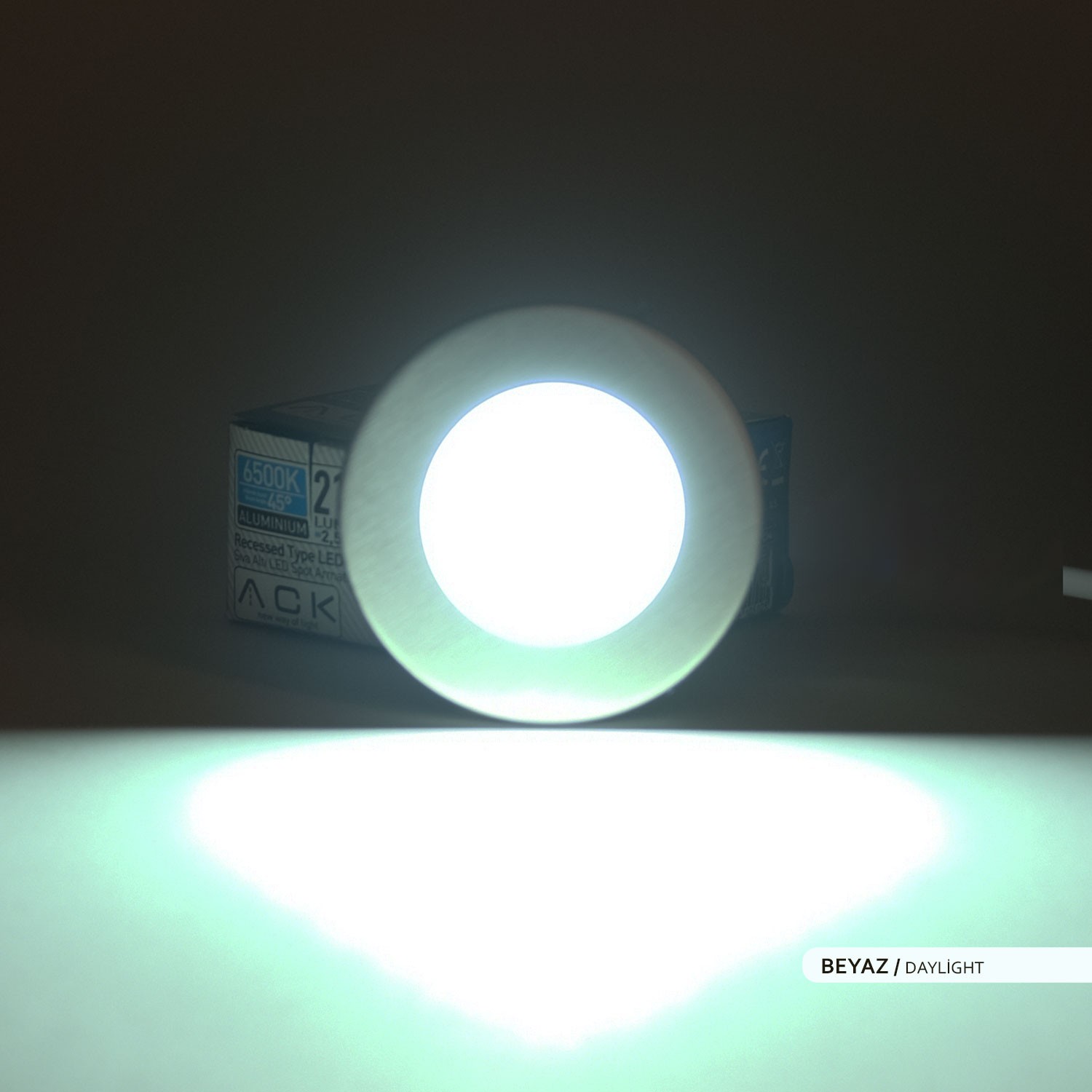 ACK 2,5W Sıva Altı Led Spot Armatür 6500K Beyaz Işık Saten Renk Kasa