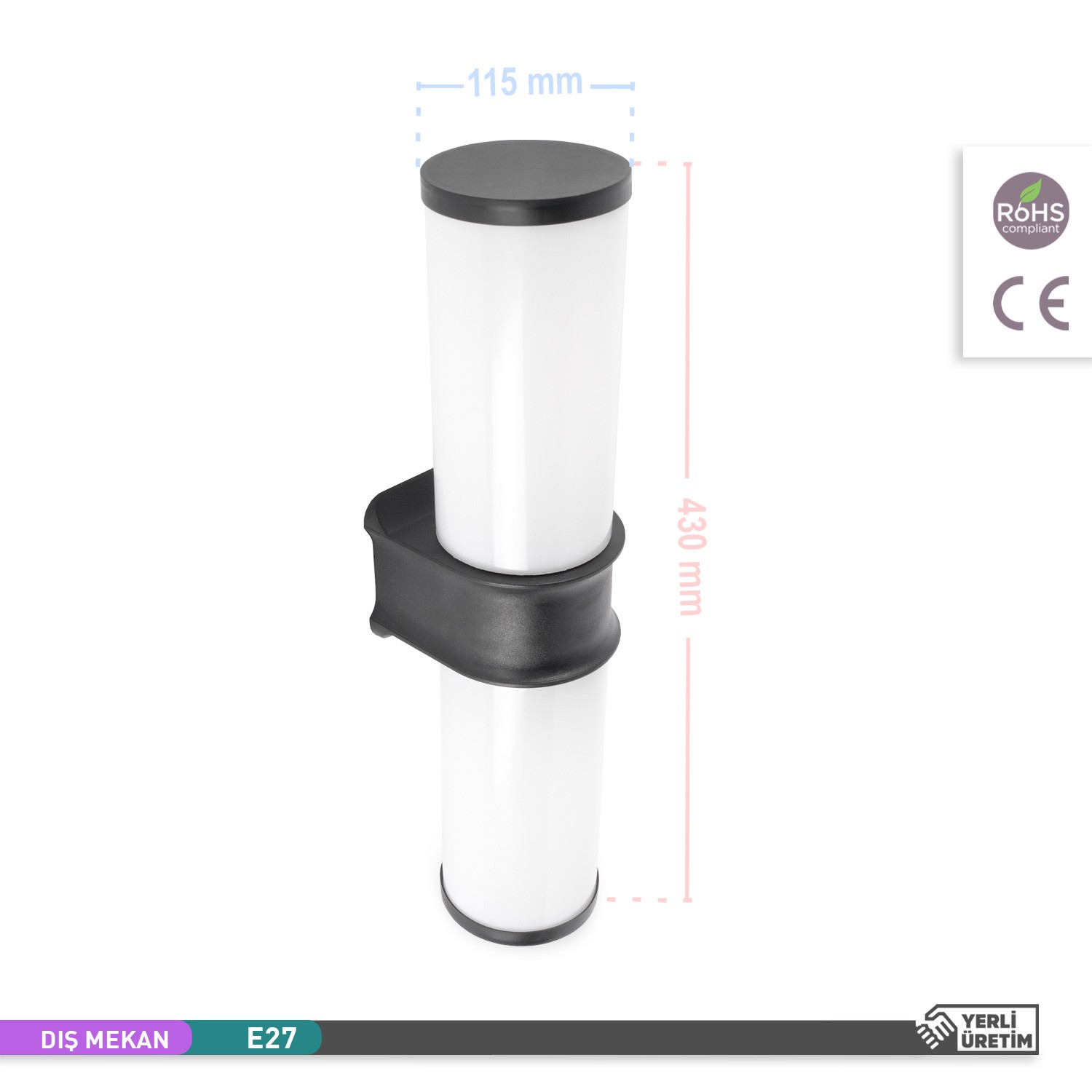 ACK Aria Bahçe Duvar Apliği E27 Bahçe Aydınlatma Armatürü 43cm AG56-04221
