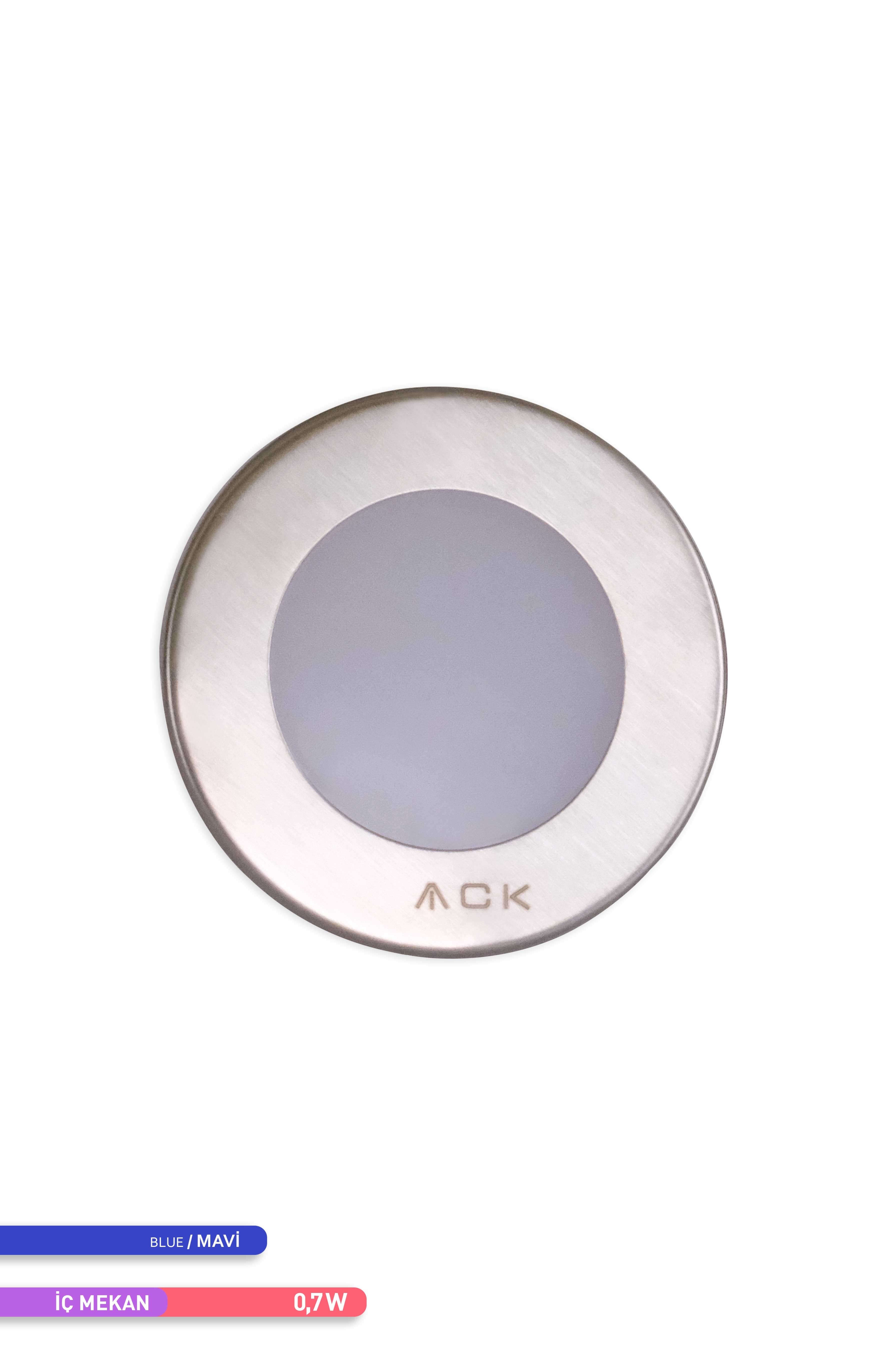 ACK LED Merdiven-Duvar Armatürü Yuvarlak Mavi Işık 1.5W
