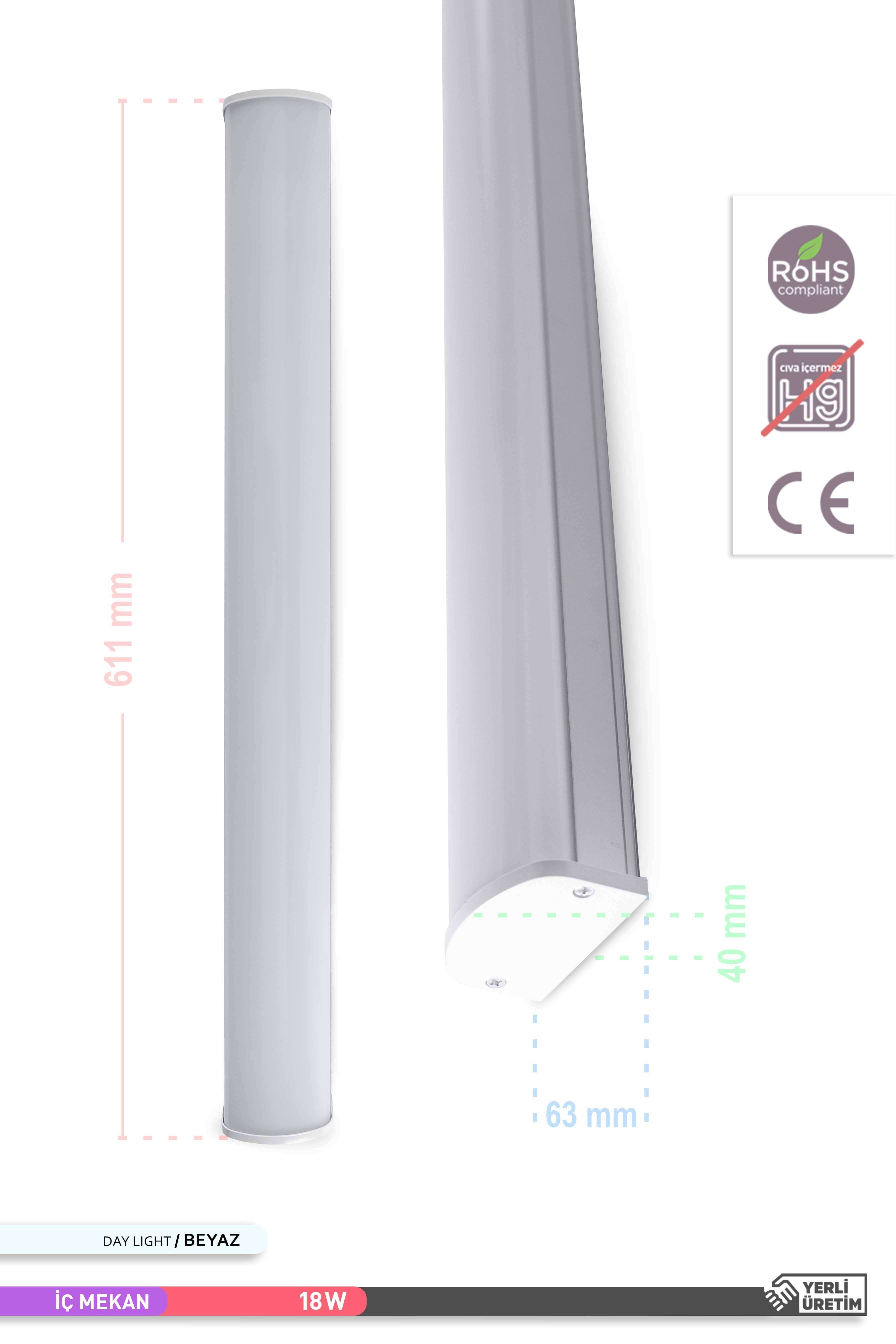 ACK Neptün LED Bant Armatür 6500K Beyaz Işık 18W 605mm AN20-00633