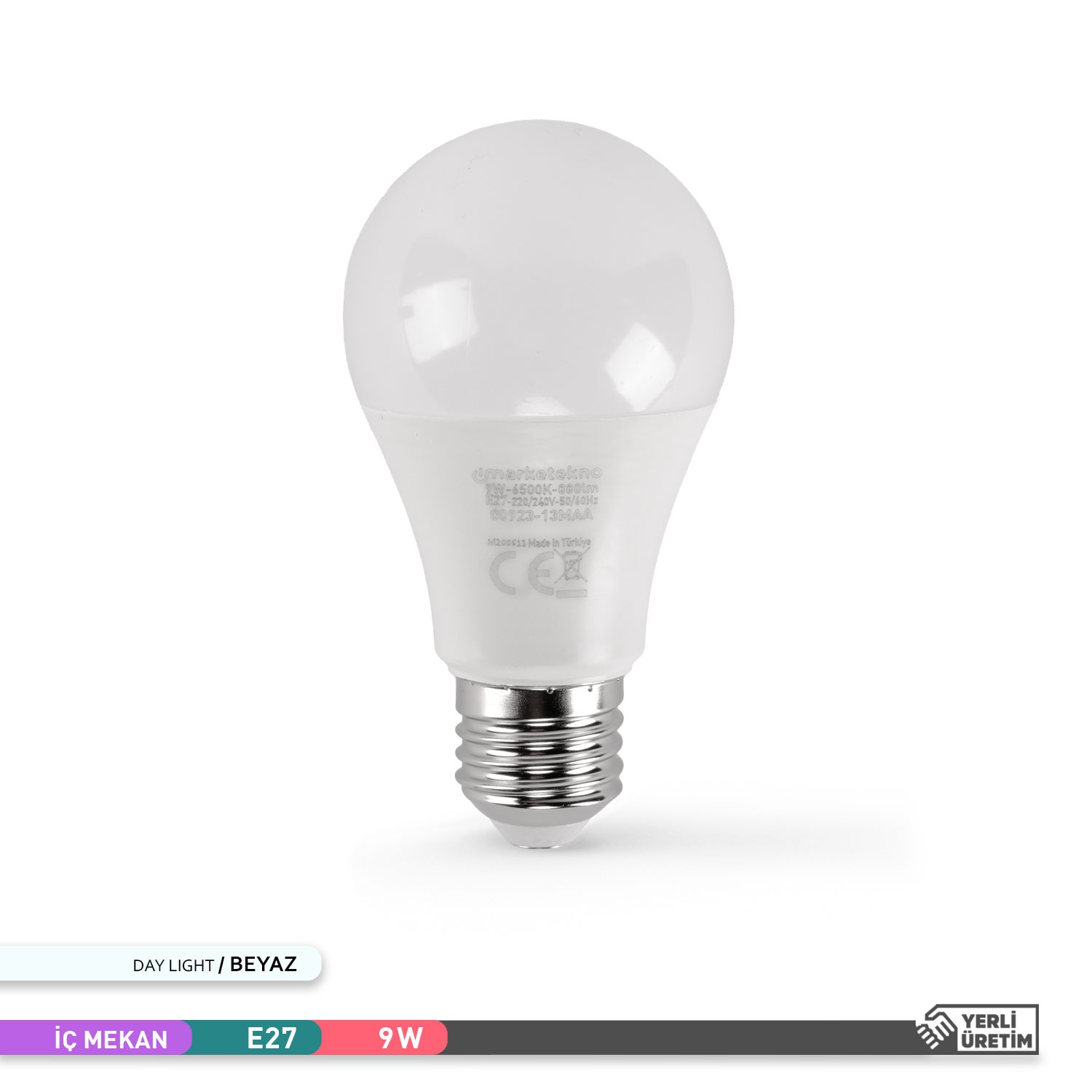 Marketekno 9W LED Ampul 6500K Beyaz Işık A60 E27 00923-13MAA