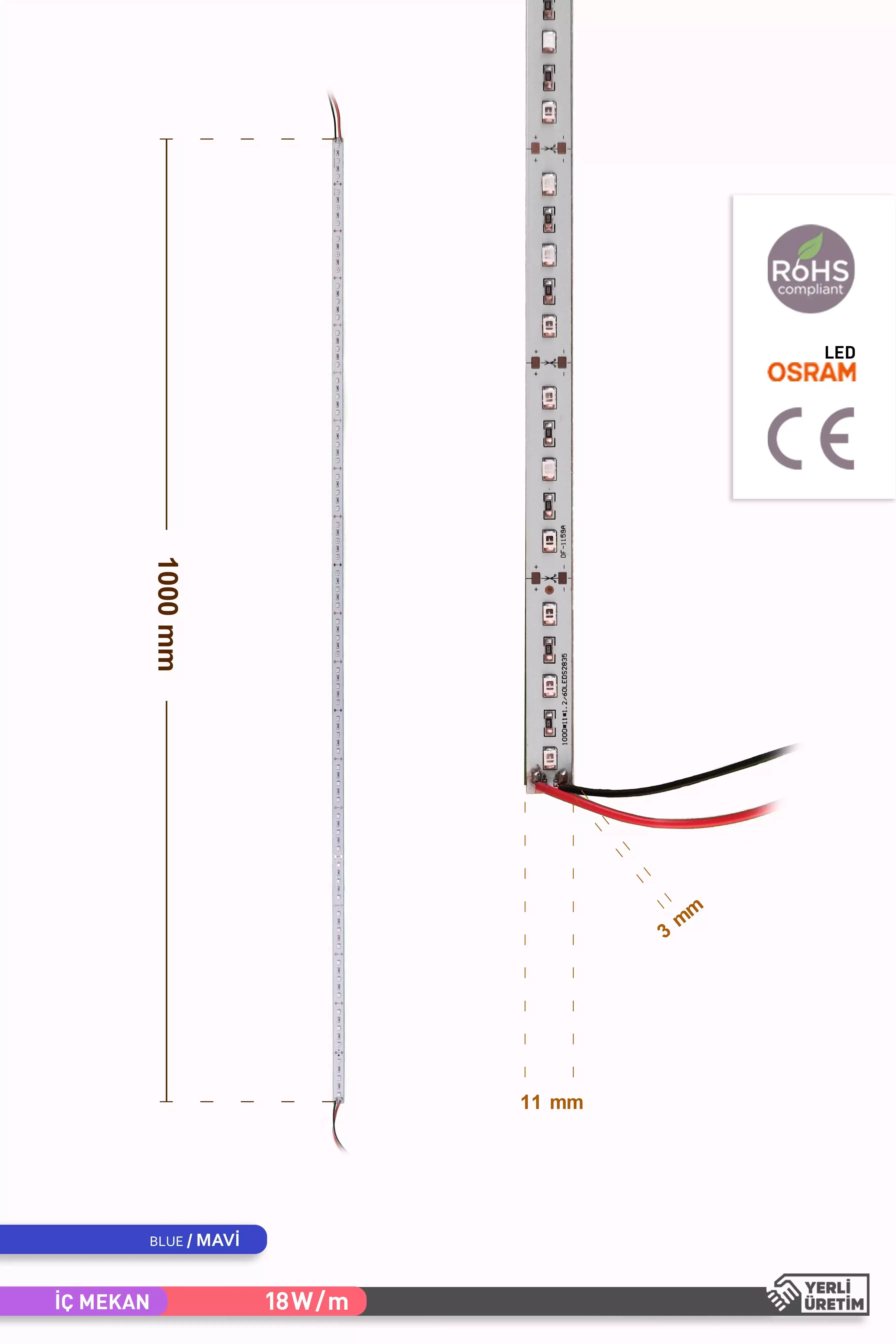 ACK LED Bar Mavi Işık 12V 18W AS05-00106