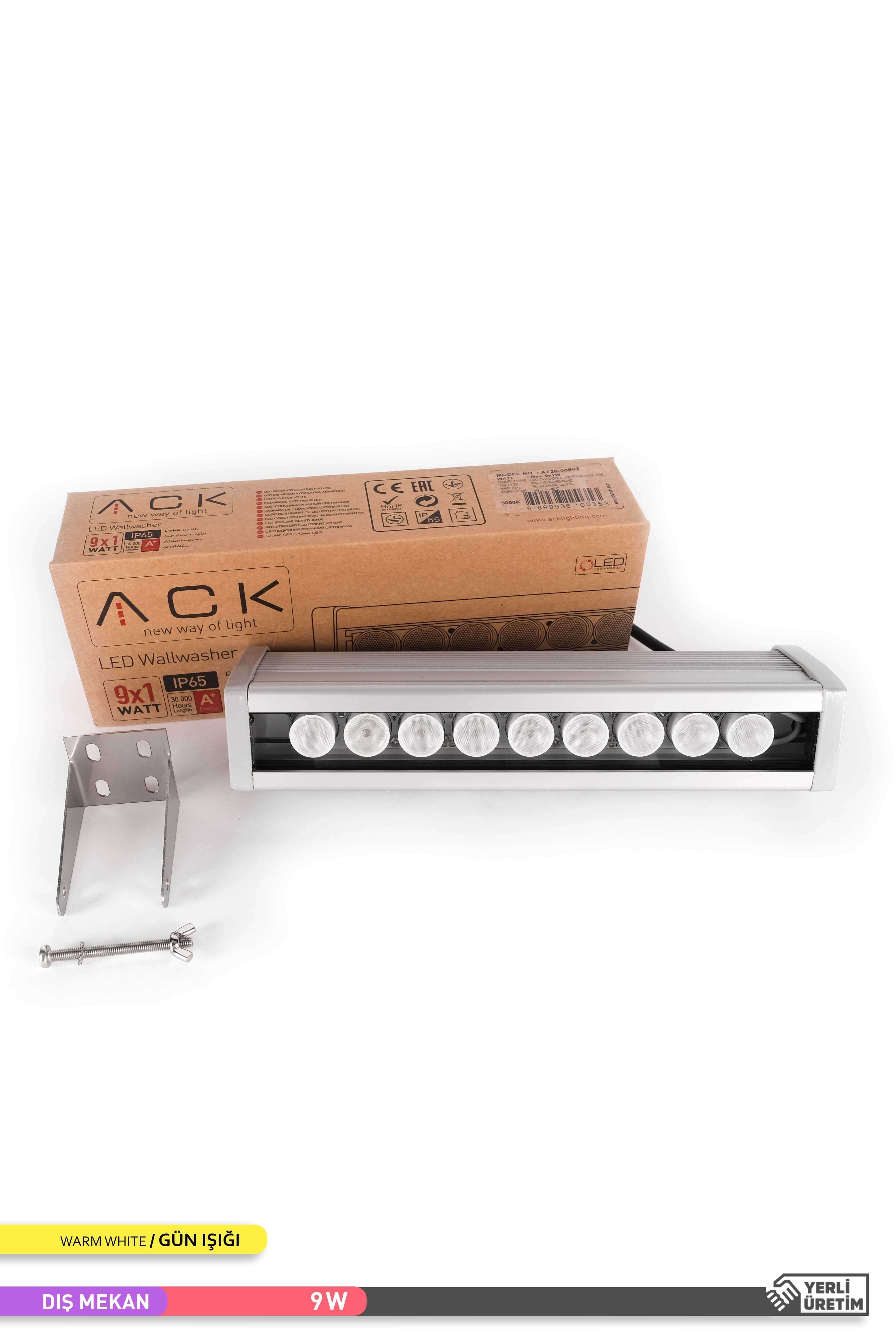 ACK LED Wallwasher 3000K Gün Işığı 9W 276mm AT20-00903