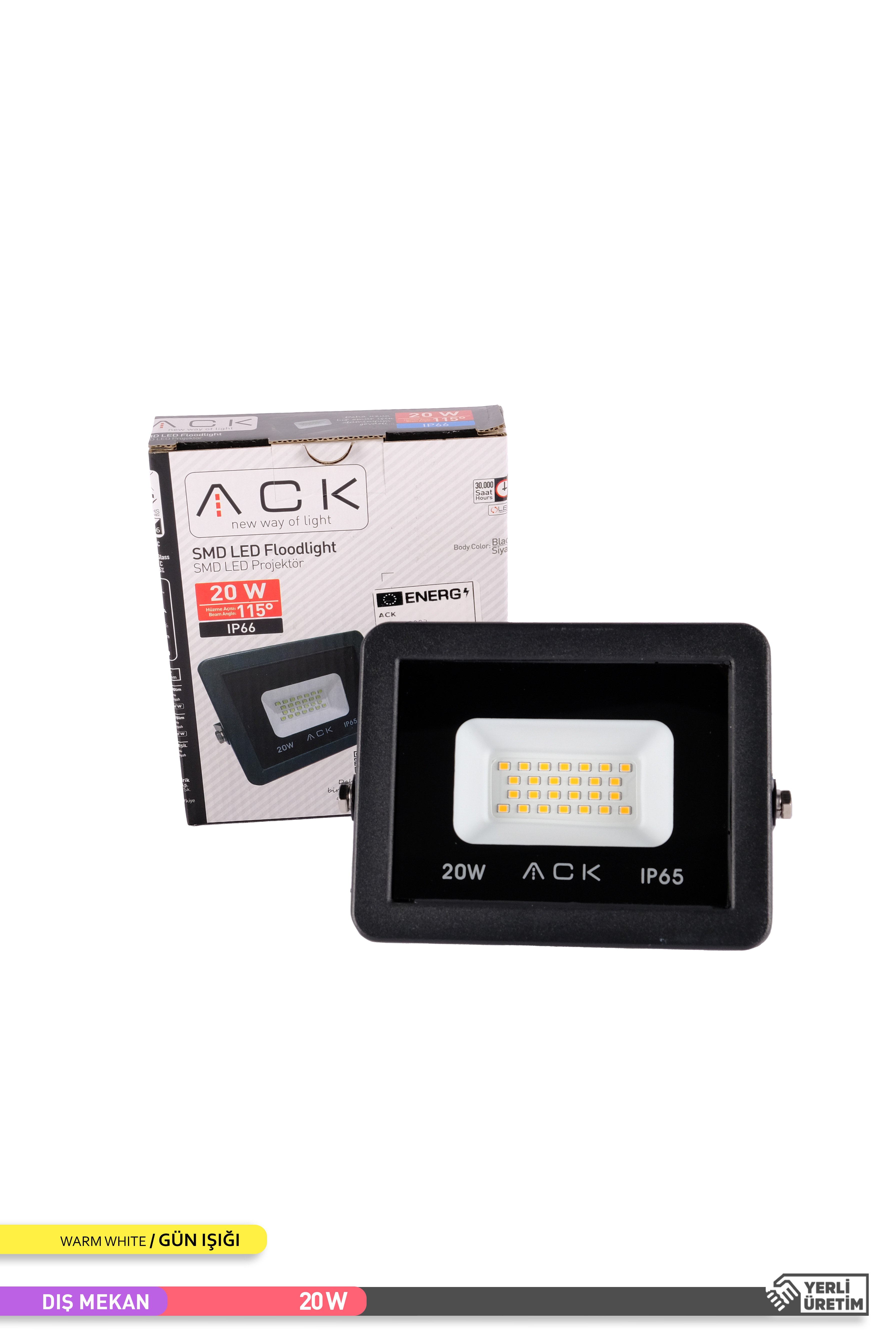 ACK SMD LED Projektör 3000K Gün Işığı 20W AT62-02002