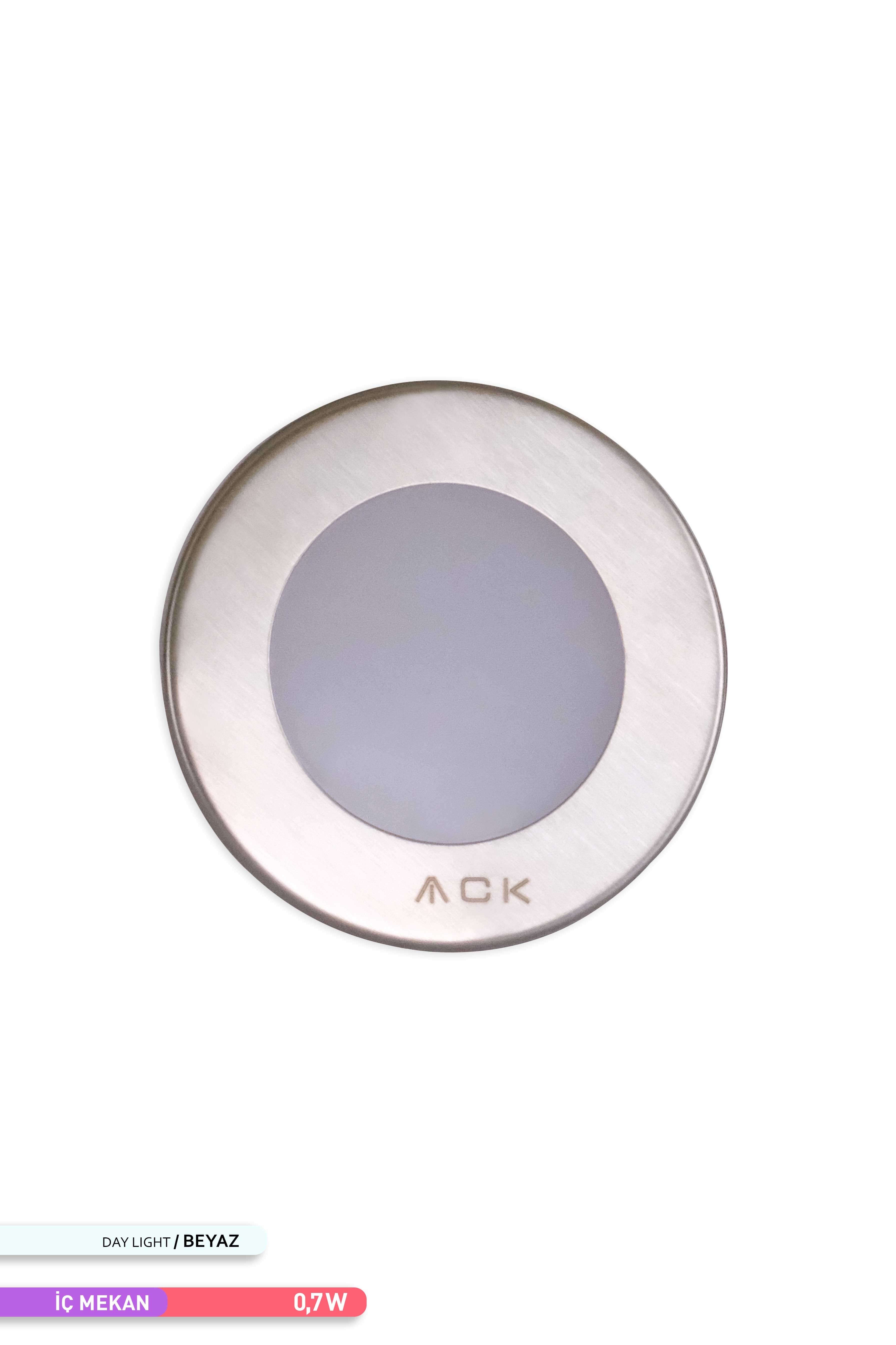 ACK LED Merdiven-Duvar Armatürü Yuvarlak 6500K Beyaz Işık 1.5W