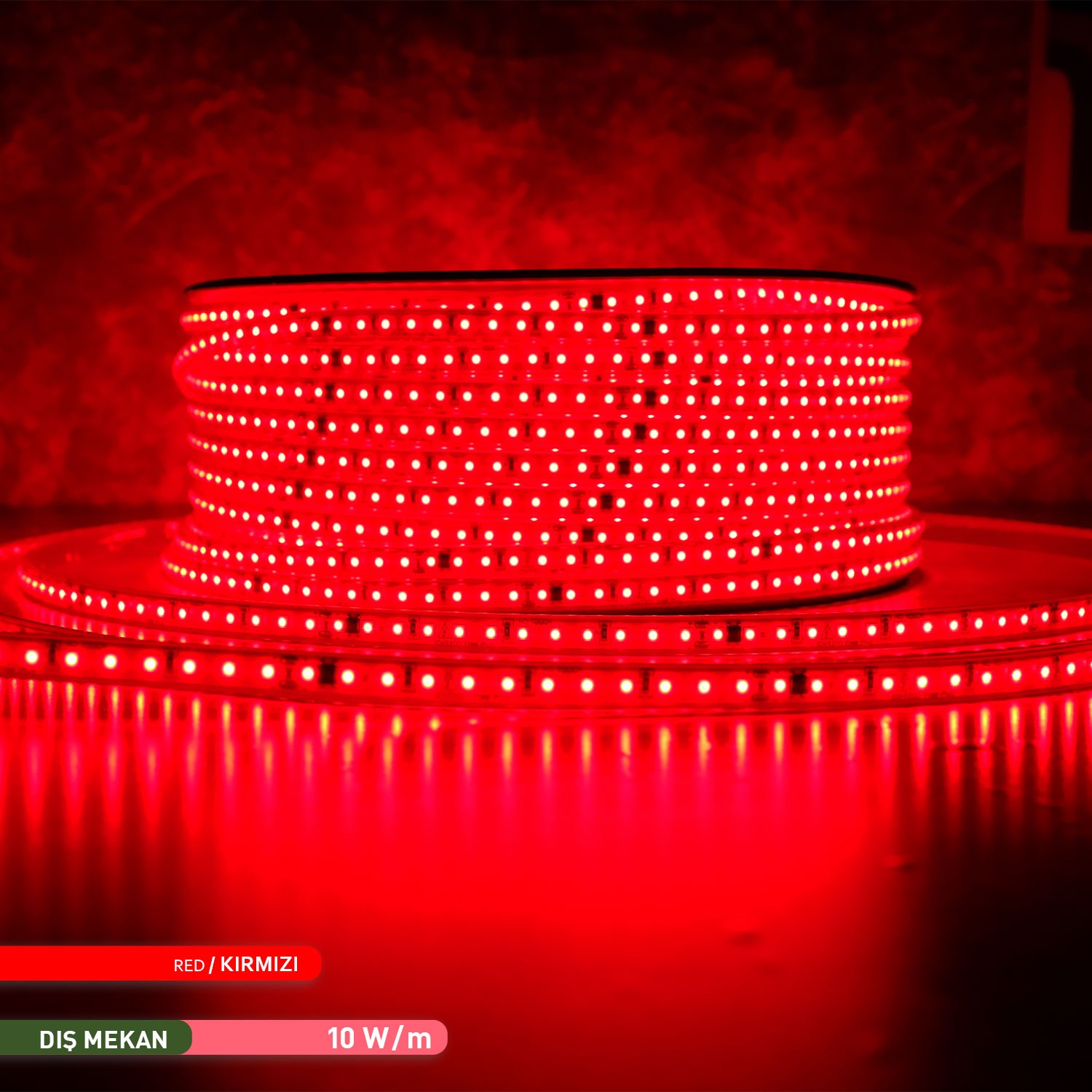 ACK 120 LED li Şerit LED Kırmızı 220V 10W/mt 100m