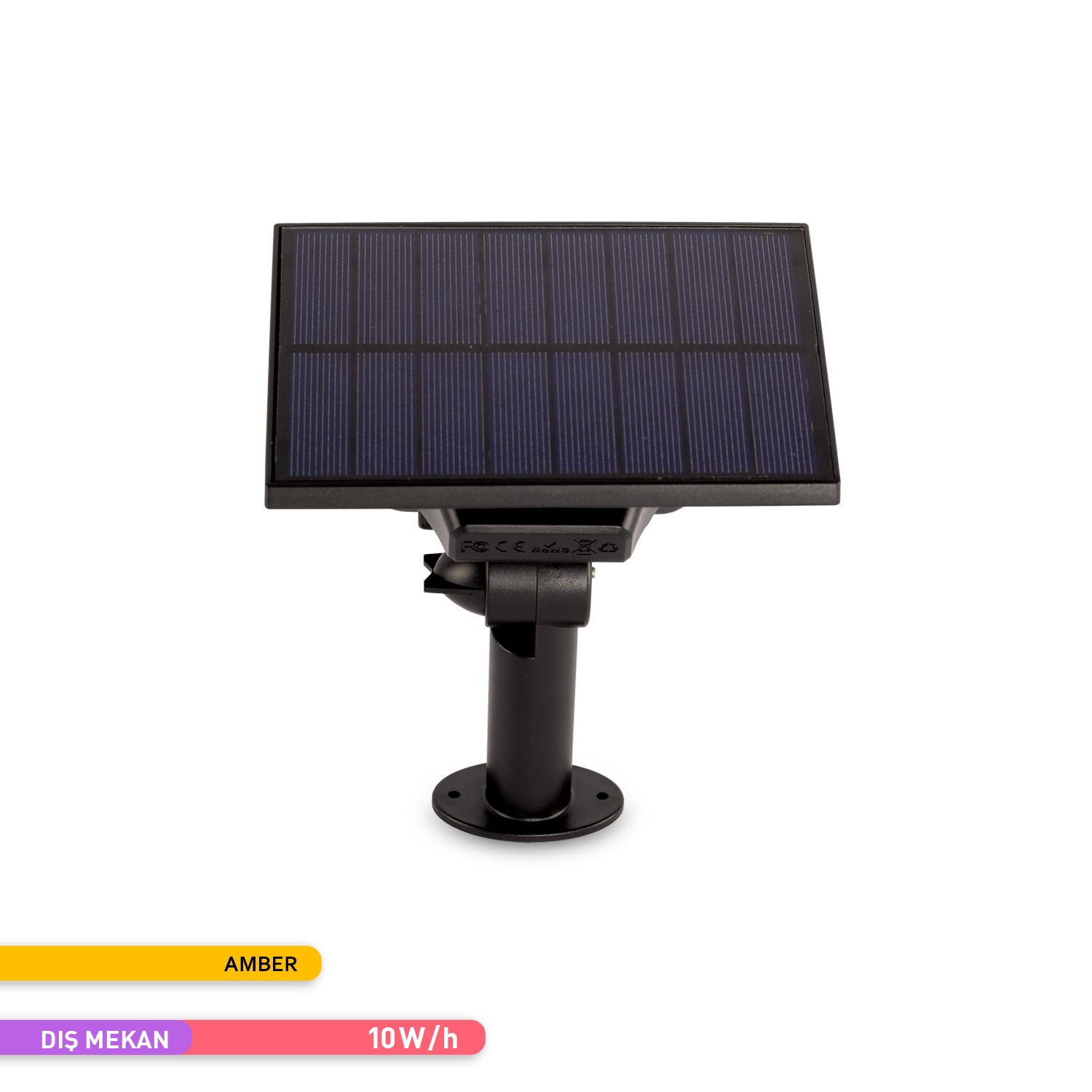 Ack Solar PC LED Kazıklı Çim Armatürü Güneş Enerjili Bahçe Duvar Aydınlatması Amber Işık 2 Kademe AG60-01881