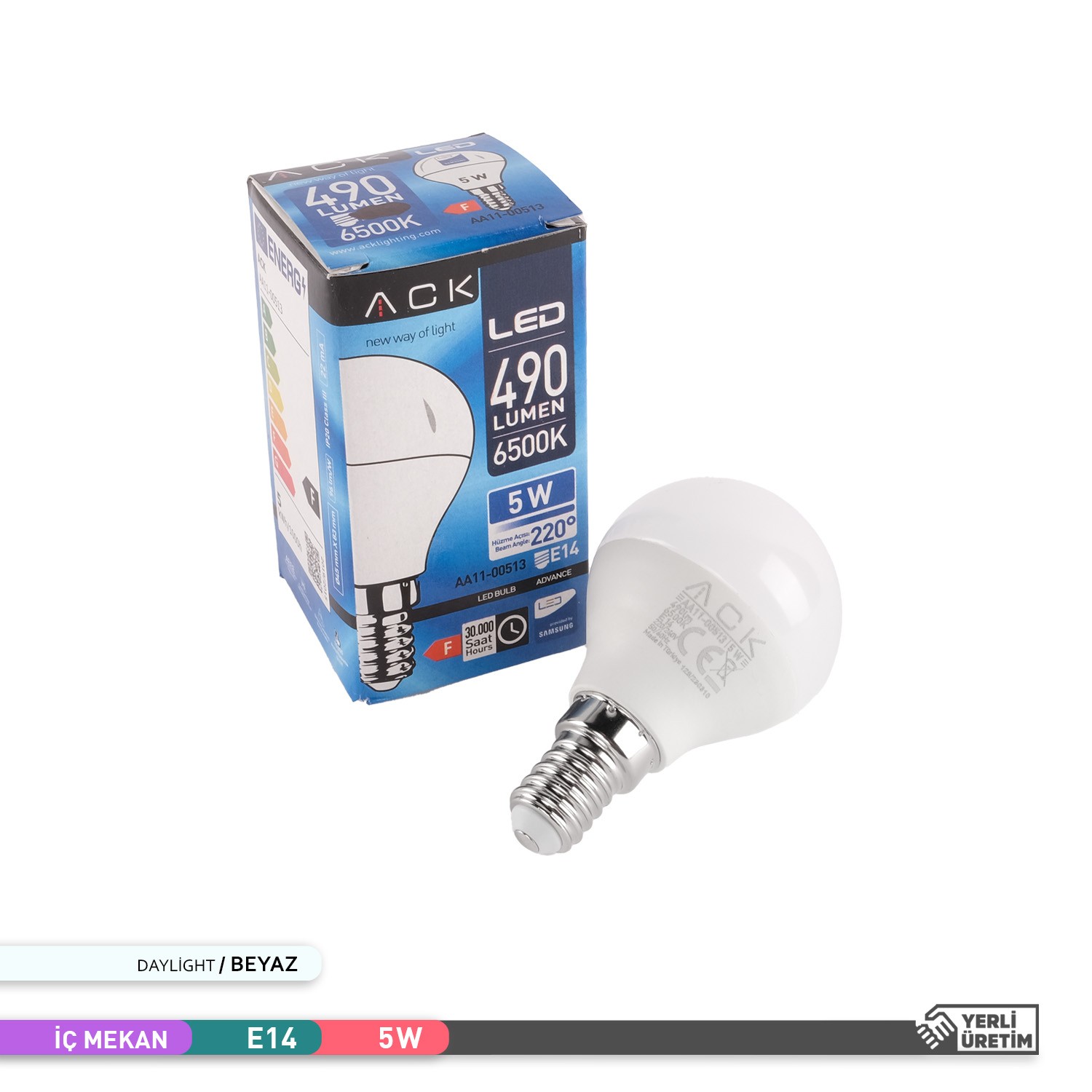 ACK LED Top Ampul 6500K Beyaz Işık 220V 5W E14 AA11-00513