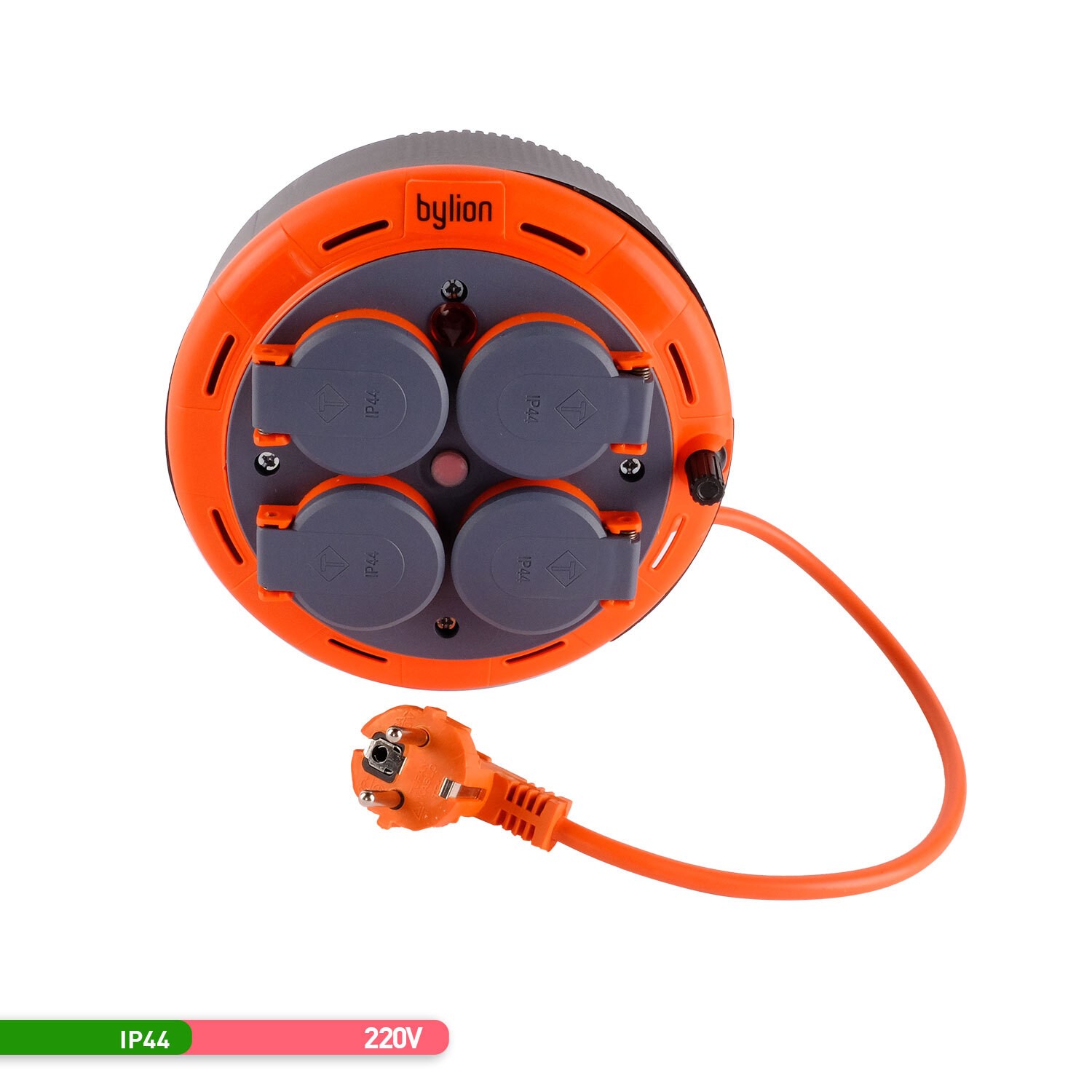 Bylion Makaralı Portatif Uzatma Kablosu 5 Metre 4'lü Priz 3x1 IP44 - 134-303-3105 - PHP-05310-F 