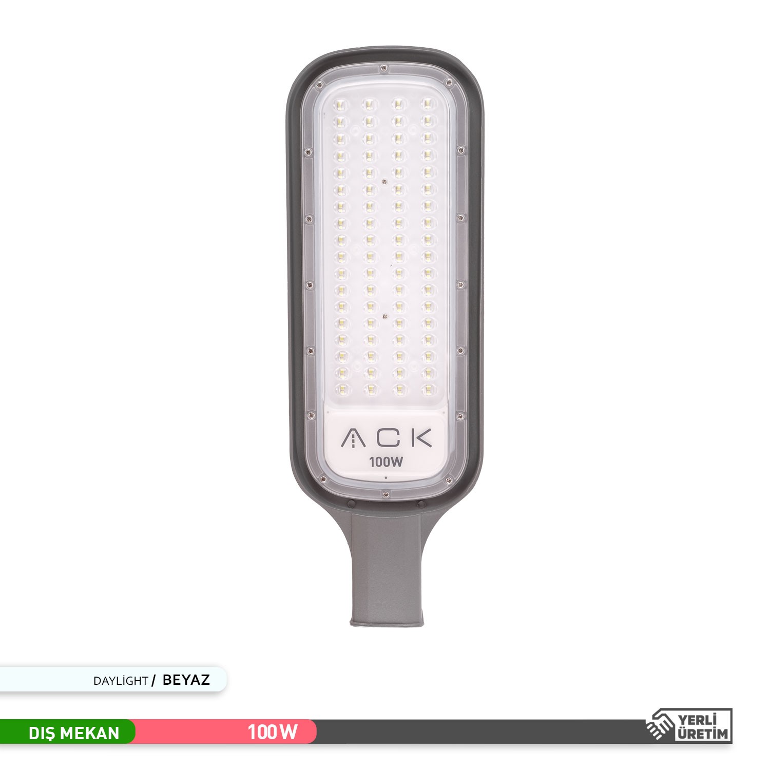 ACK LED Sokak Armatürü Siyah Kasa 6500K Beyaz Işık 100W