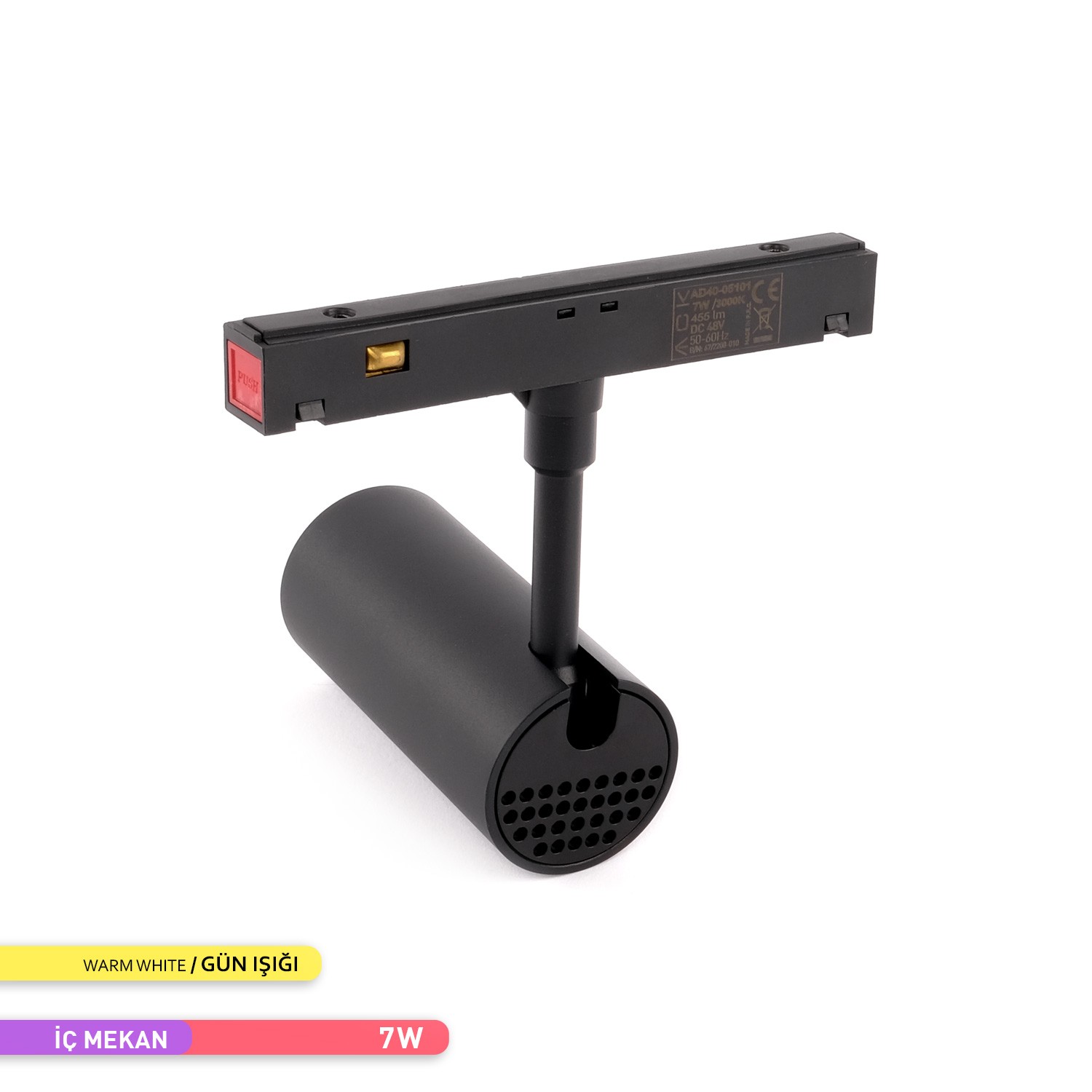 ACK 7W 48V Magnet Led Ray Spot Armatür 3000K Günışığı AD40-05101