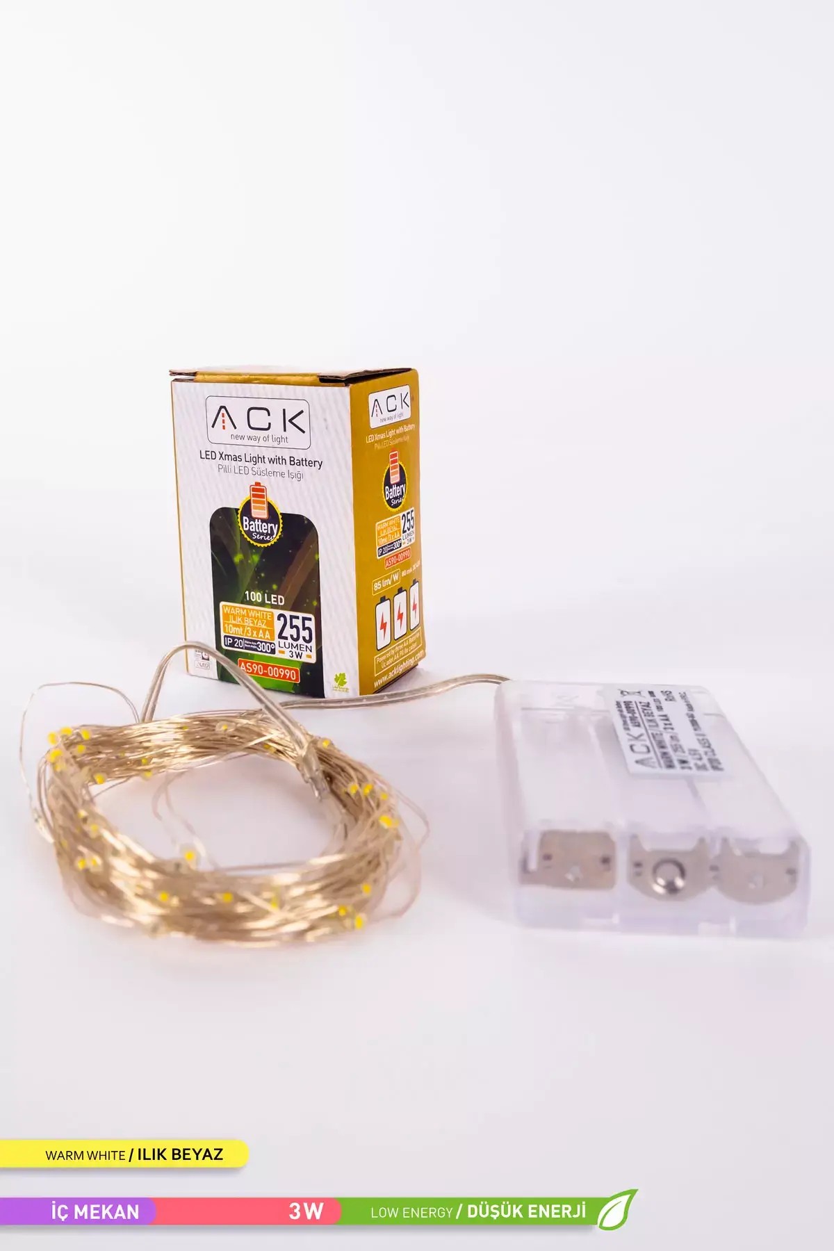 ACK 100 LED li Peri LED Süsleme Işığı 3000K Gün Işığı 3W 10m AS90-00990