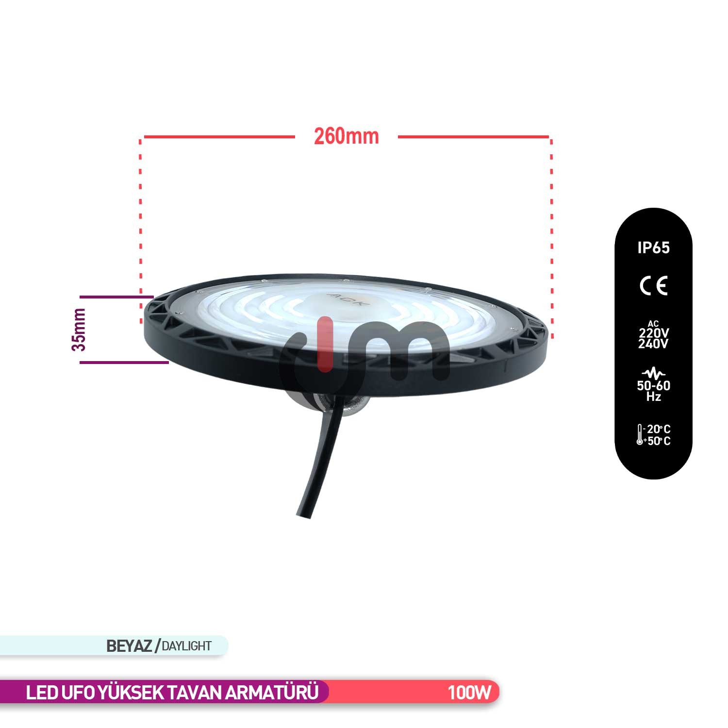 ACK LED UFO Yüksek Tavan Armatürü 100W 6500K  AT43-19133