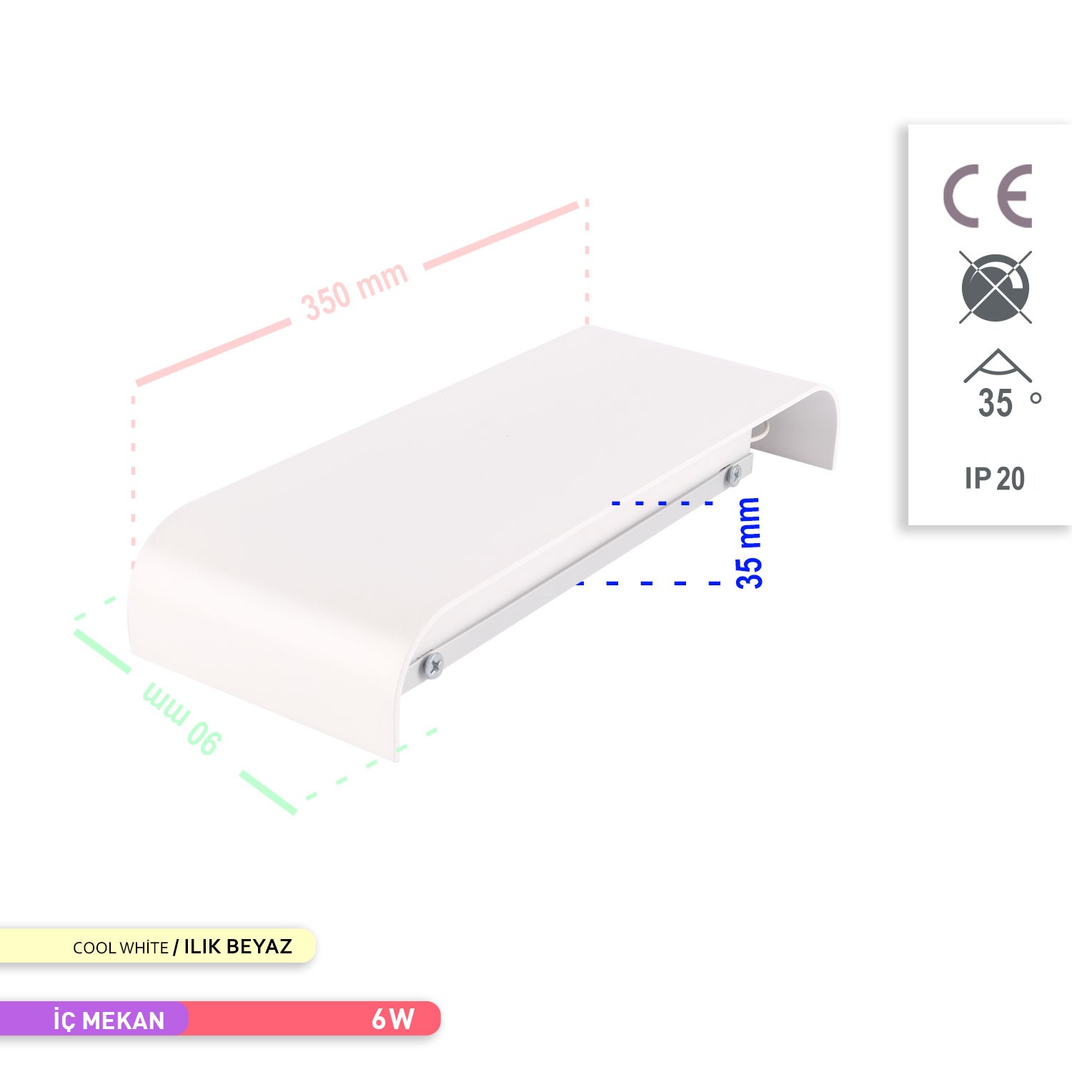 ACK LED Duvar Apliği Beyaz Gövde 4000K LED Duvar Apliği 12W AH07-03310