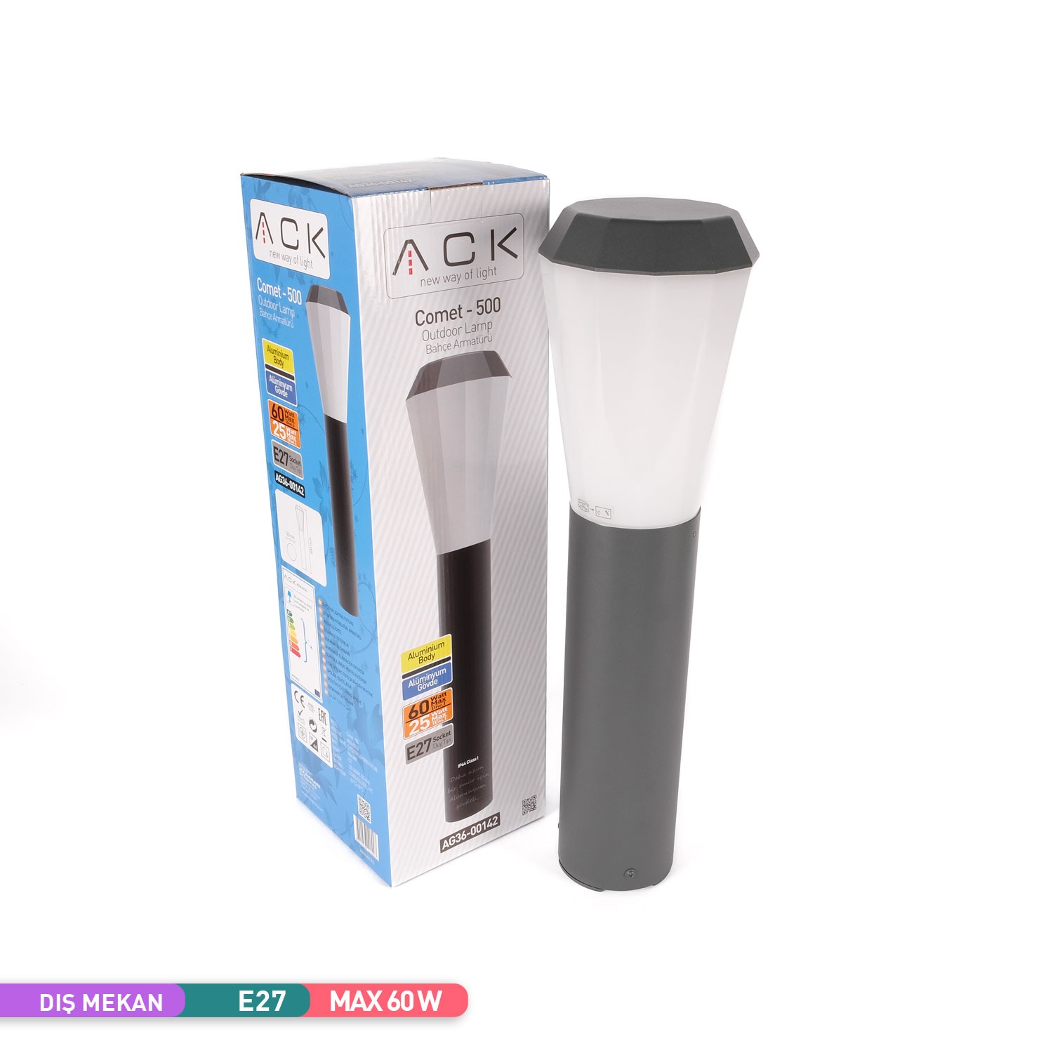 ACK Comet 500 - E27 Bahçe Aydınlatma Armatürü 50cm AG36-00142