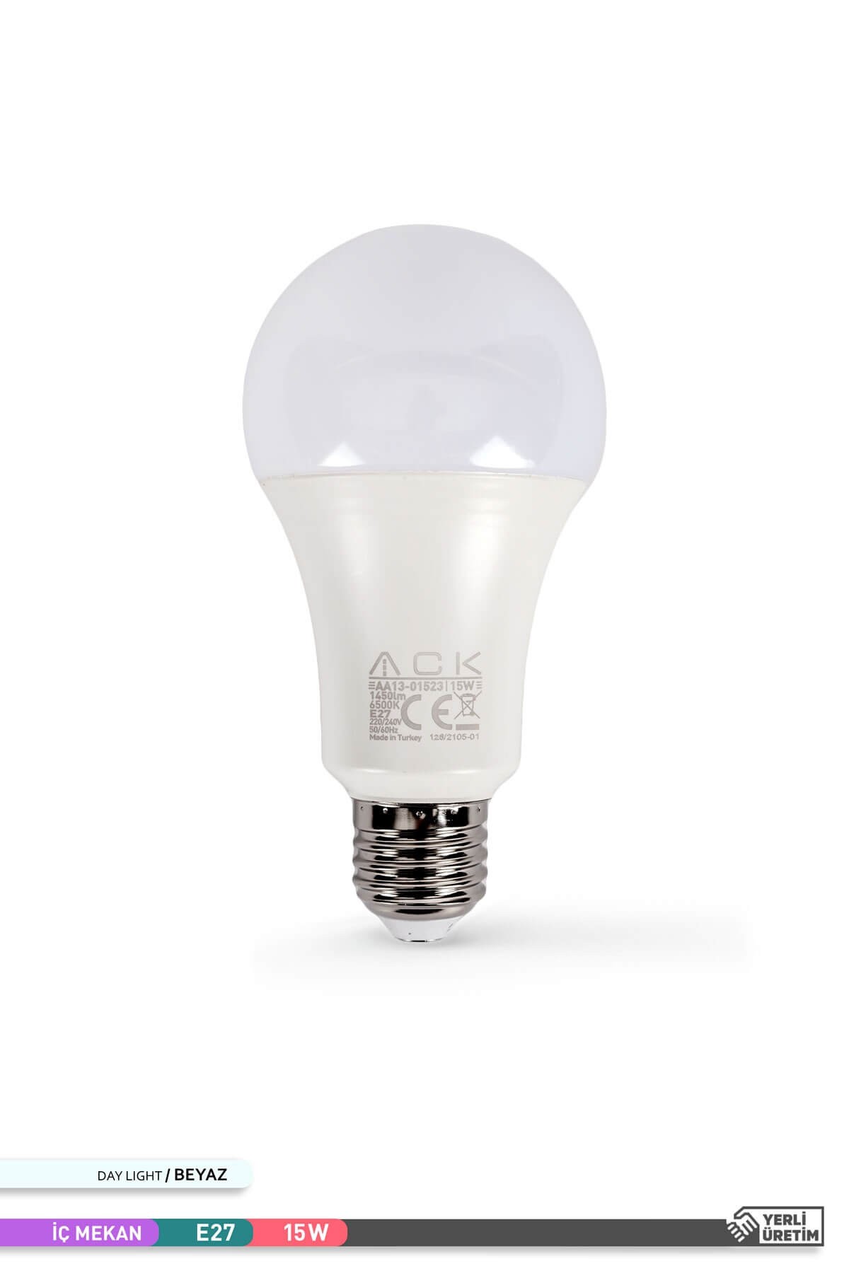 ACK LED A70 Ampul 6500K Beyaz Işık 220V 15W E27