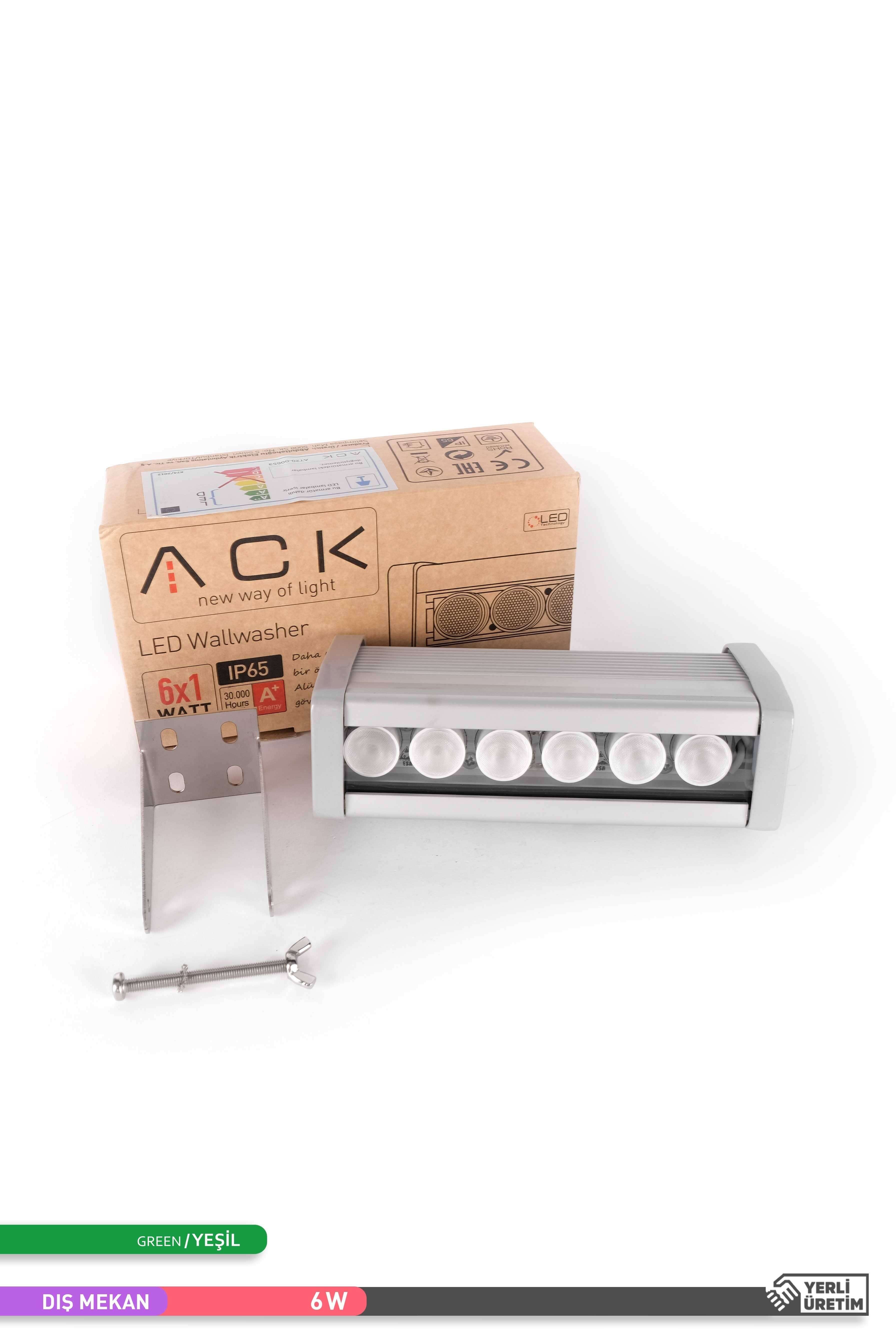 ACK LED Wallwasher Yeşil Işık 6W 180mm AT20-00653