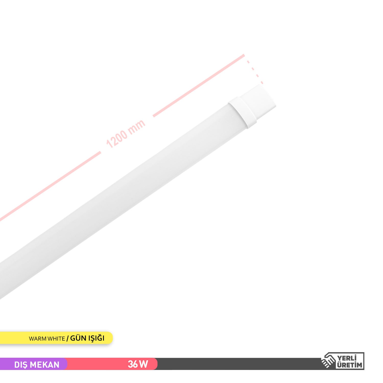 ACK Uranüs LED Bant Etanj Armatür 36W 3000K Günışığı 120cm IP65 AT02-01200