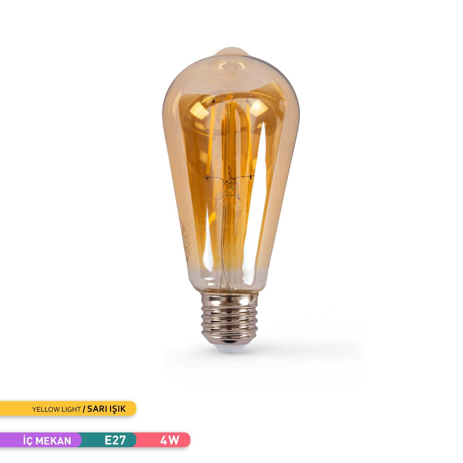 ACK Rustik LED ST64 Ampul 2700K Sarı Işık 220V 4W E27