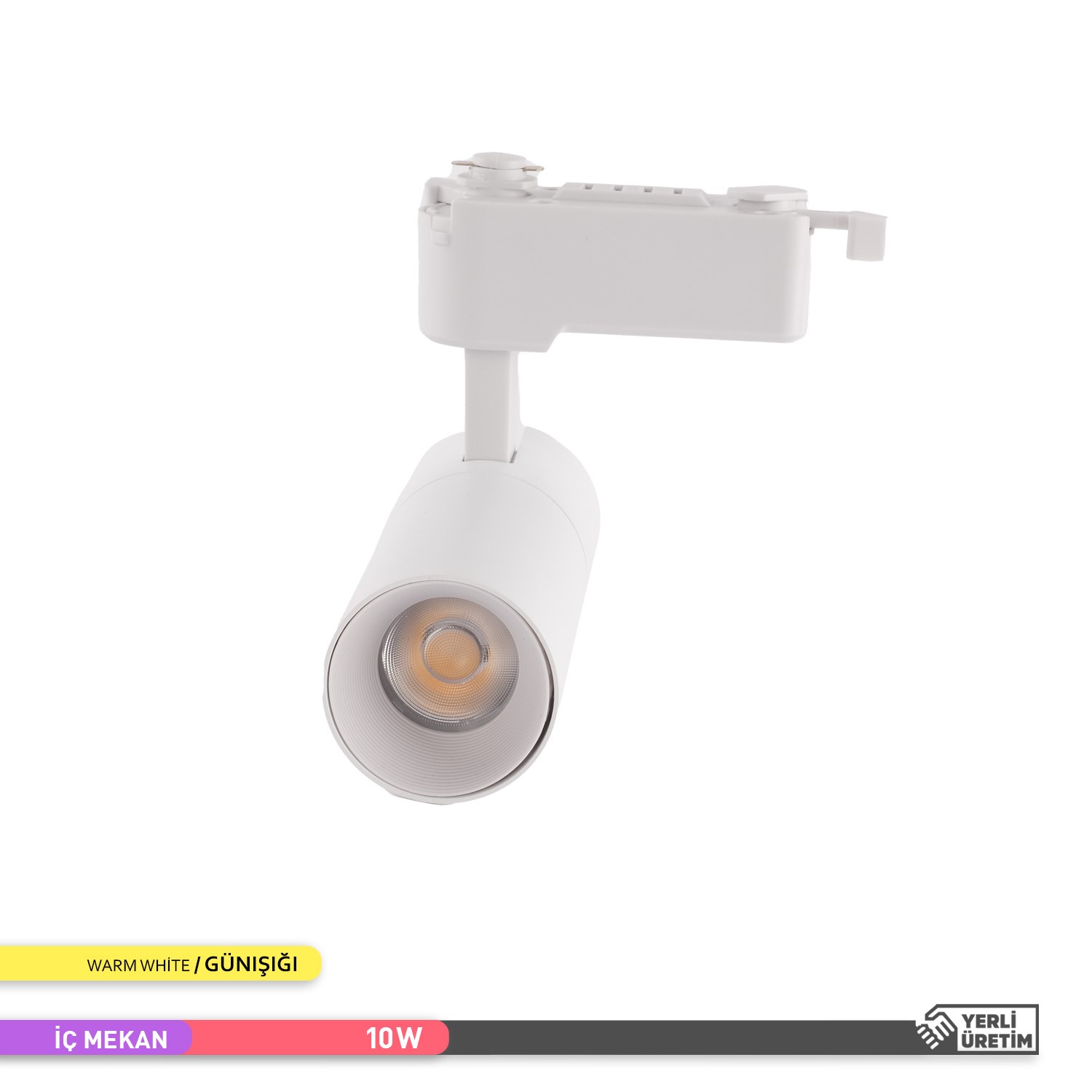 ACK 10W COB LED Monofaze Ray Armatür 3000K Günışığı Beyaz Kasa