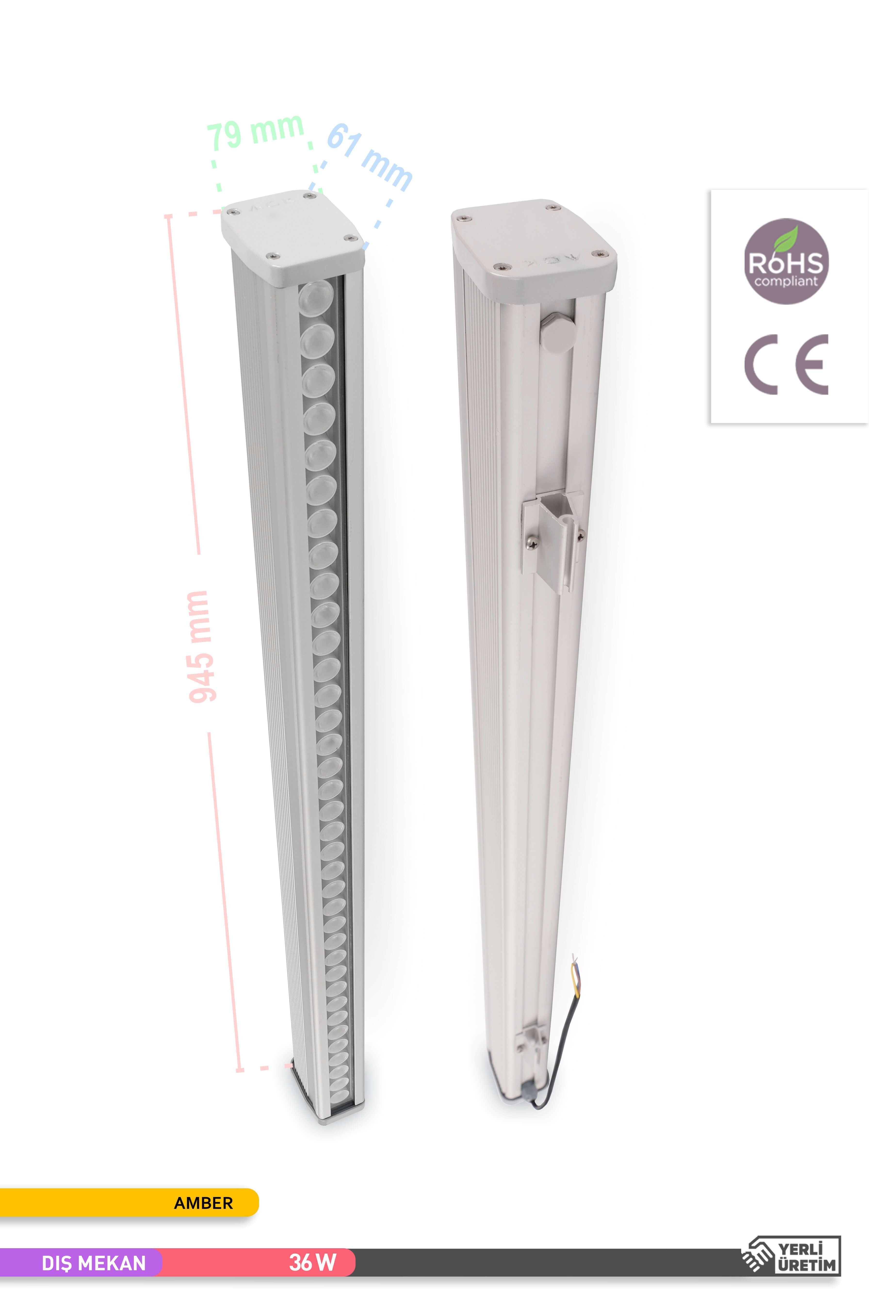 ACK LED Wallwasher Amber Işık 36W 945mm AT20-03683