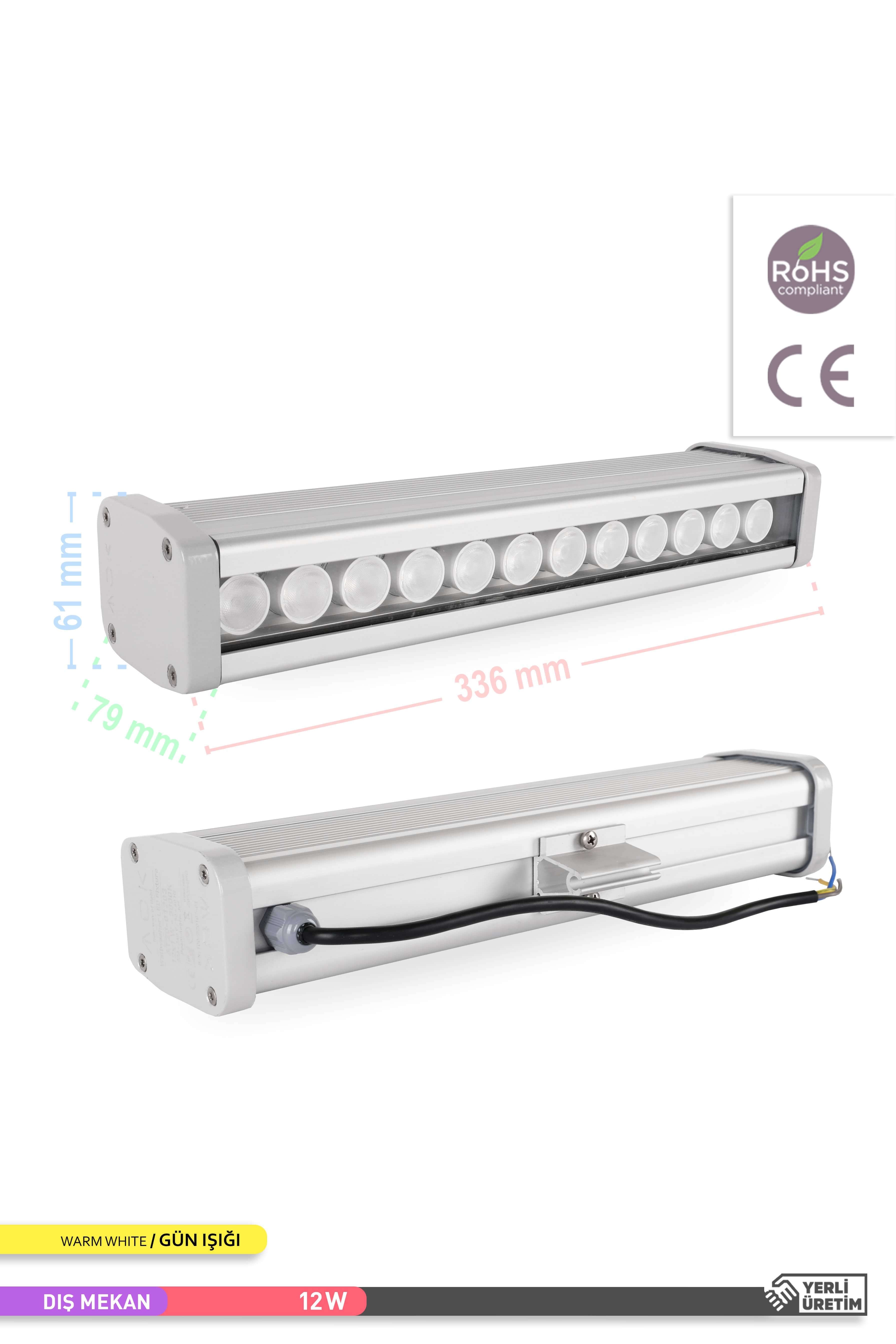 ACK LED Wallwasher 3000K Gün Işığı 12W 338mm AT20-01203