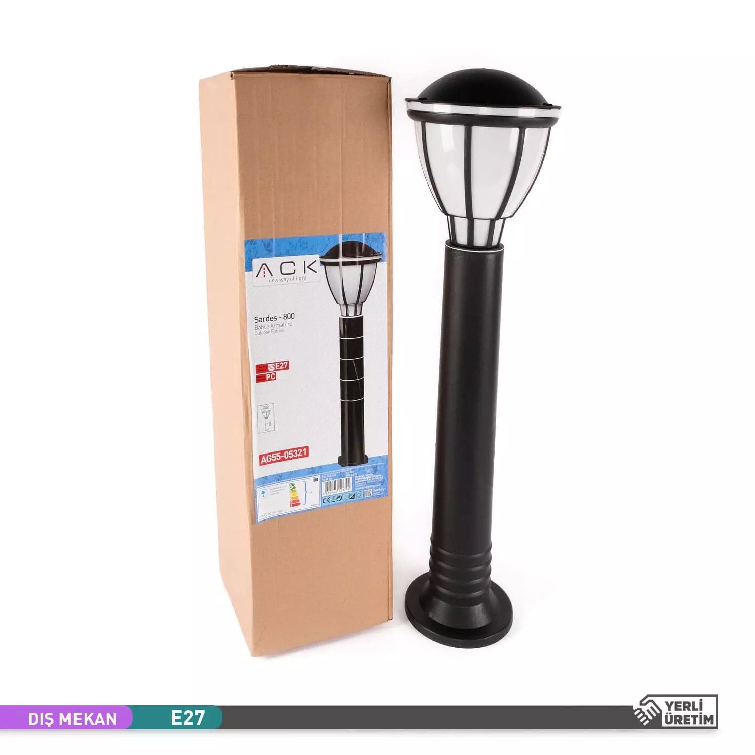 ACK Sardes Bahçe Aydınlatma E27 Direk Armatürü 80cm AG55-05321  