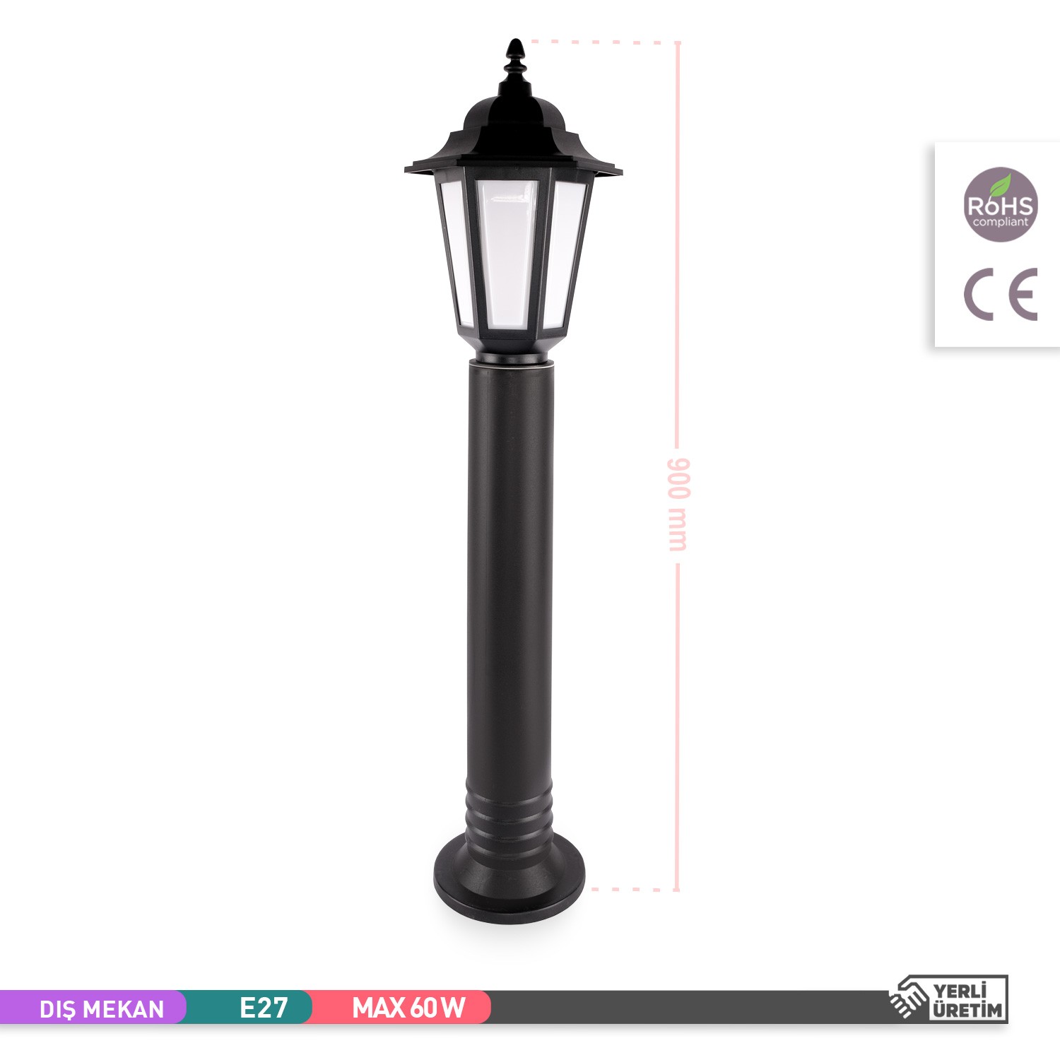 ACK Perge Bahçe Direk Aydınlatması E27 Dekoratif Bahçe Armatür 90cm AG57-05021