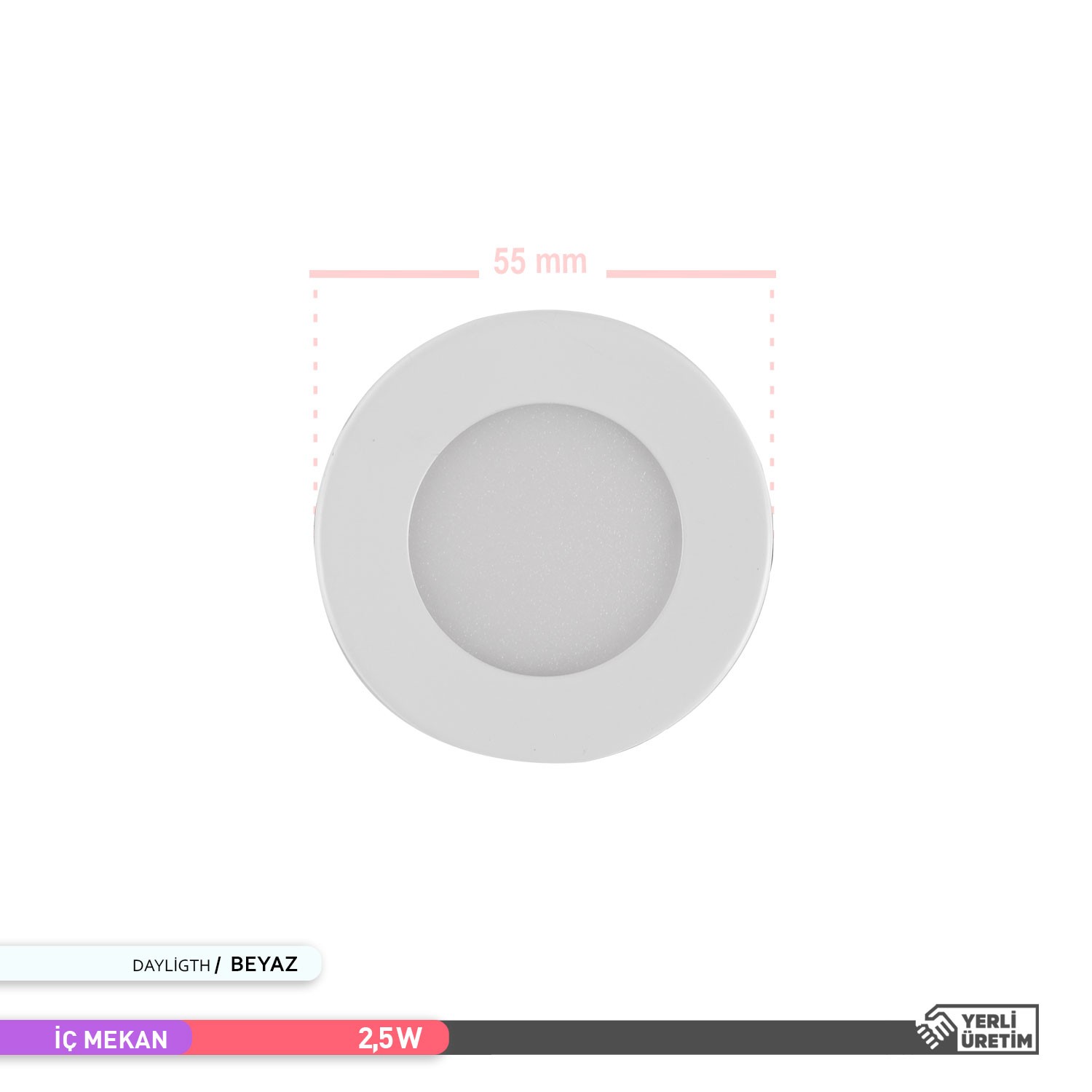 ACK 2,5W Sıva Altı Led Spot Armatür 6500K Işık Beyaz Kasa AH07-01201