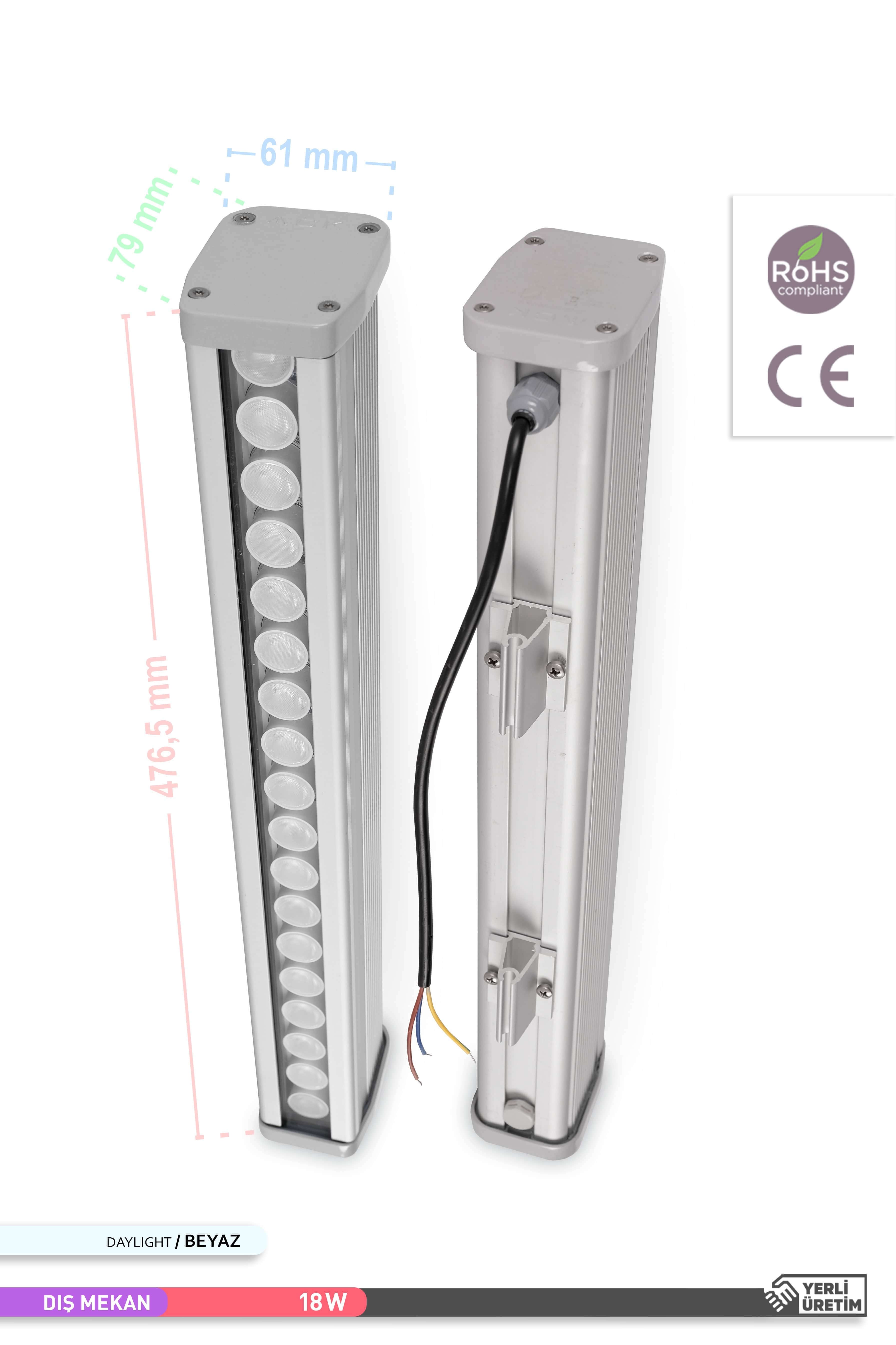 ACK LED Wallwasher 6500K Beyaz Işık 18W 480mm AT20-01833