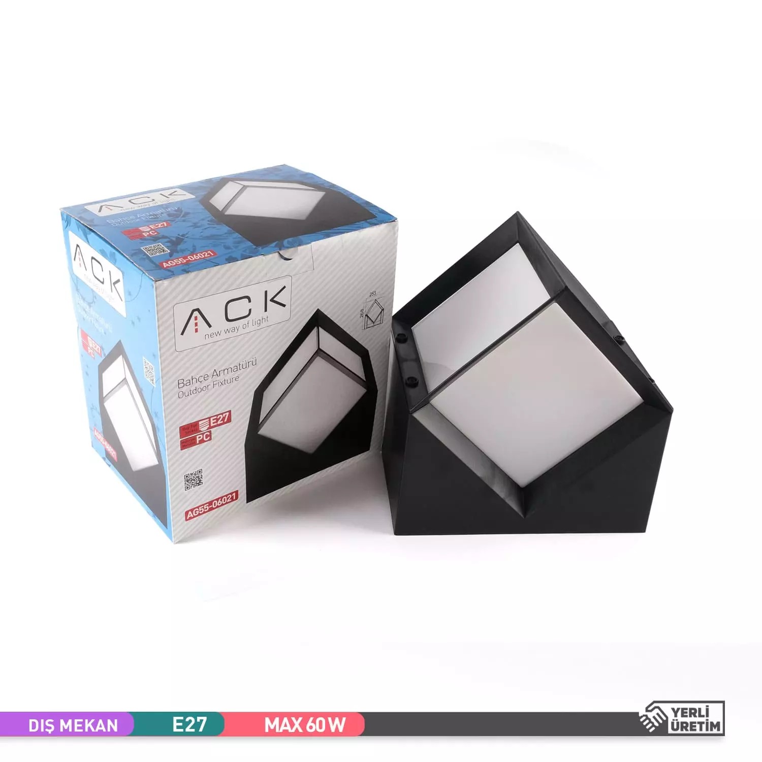 ACK Lunar Bahçe Aydınlatması E27 Duvar Set Üstü Dekoratif Aplik 27cm AG55-06021 