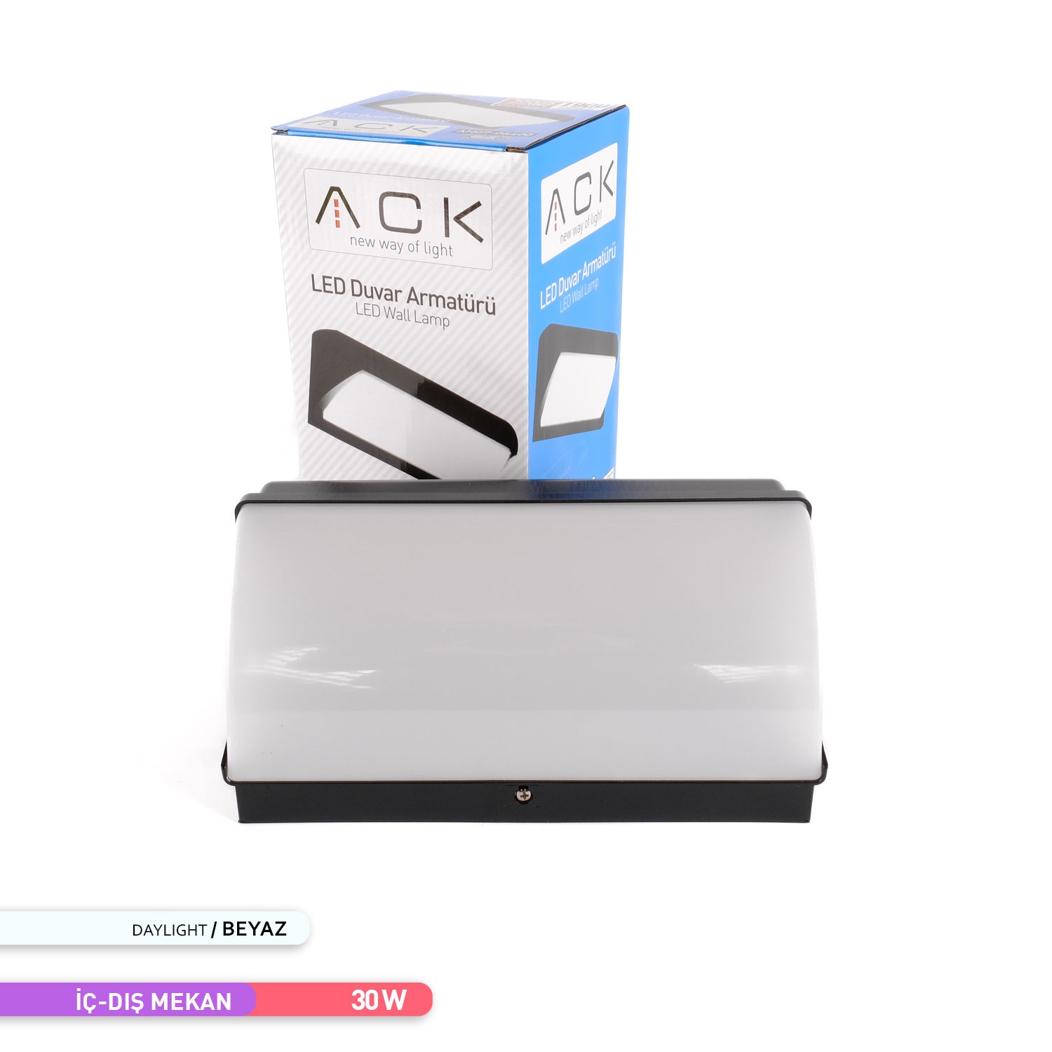 ACK 30W LED Duvar Armatürü 6500K Beyaz Işık Dekoratif Dış Mekan Bahçe Aydınlatması AH07-06430