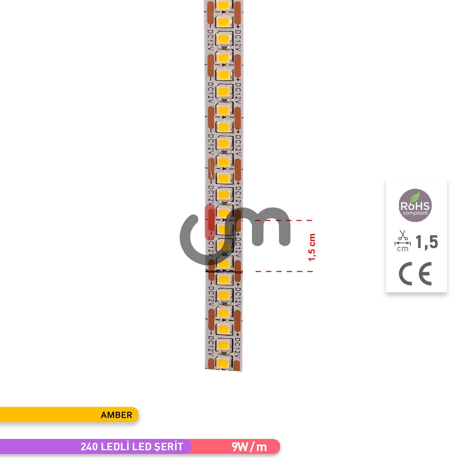 ACK 2835 Amber 240 LED Şerit 12V 5 metre AS01-02808