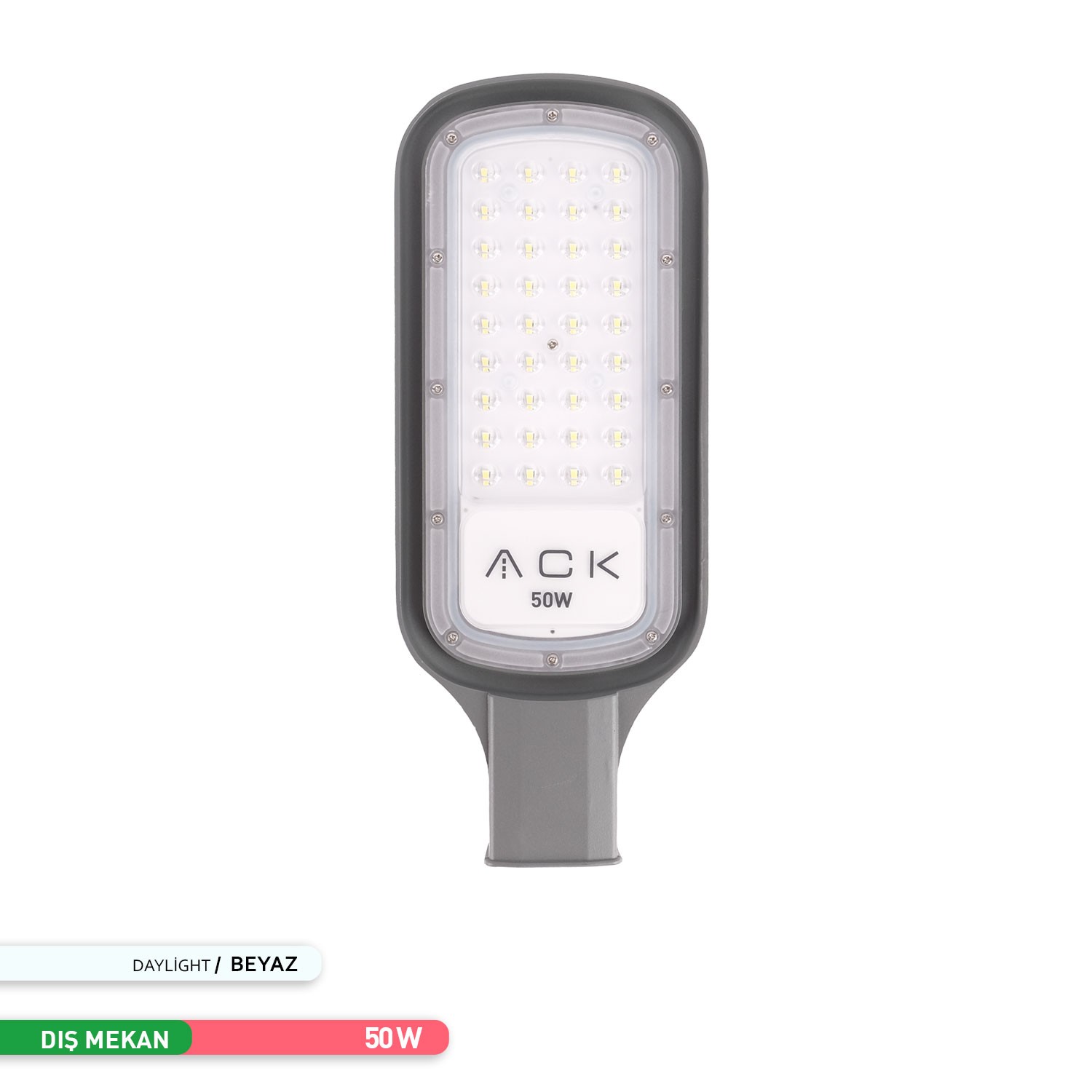 ACK LED Sokak Armatürü Siyah Kasa 6500K Beyaz Işık 50W