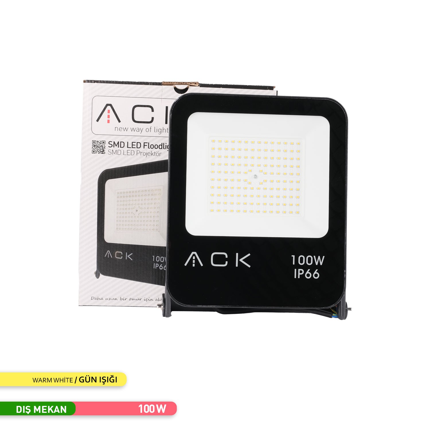 ACK 100W SMD LED Projektör 3000K IP66 - AT62-19102