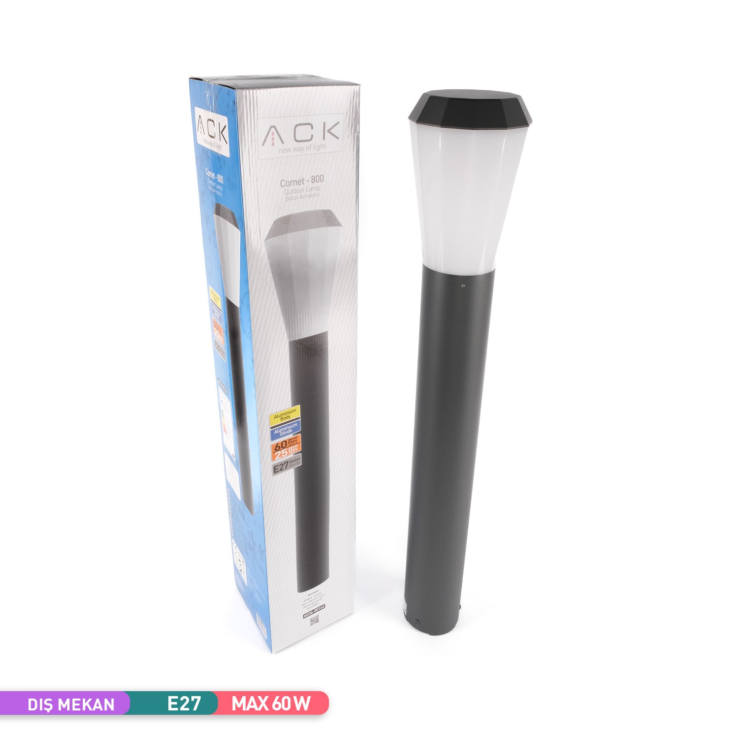 ACK Comet 800 - E27 Bahçe Aydınlatma Armatürü 80cm AG36-00162