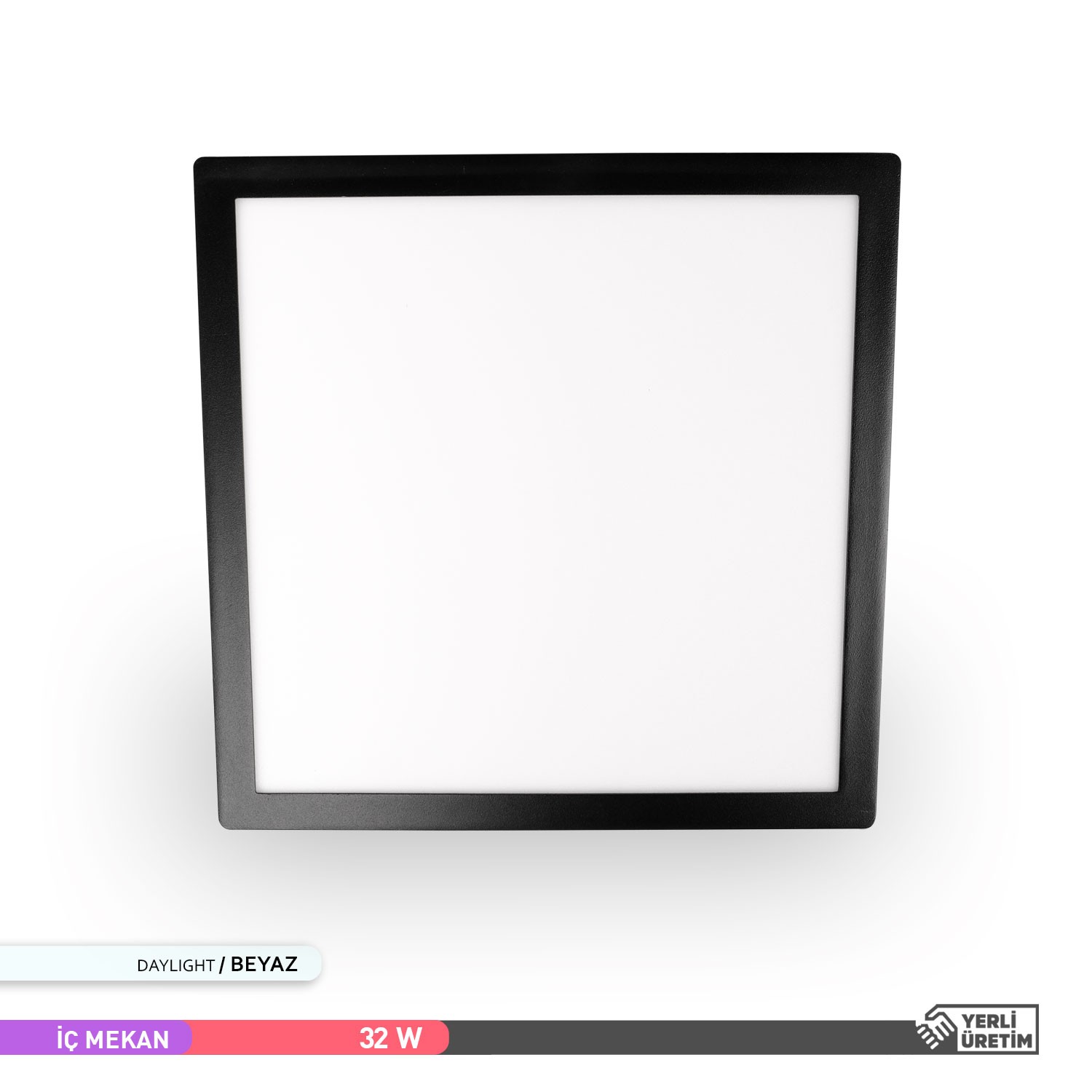 ACK 32W Sıva Üstü Kare LED Panel Armatür Siyah Gövde 6500K Beyaz Işık